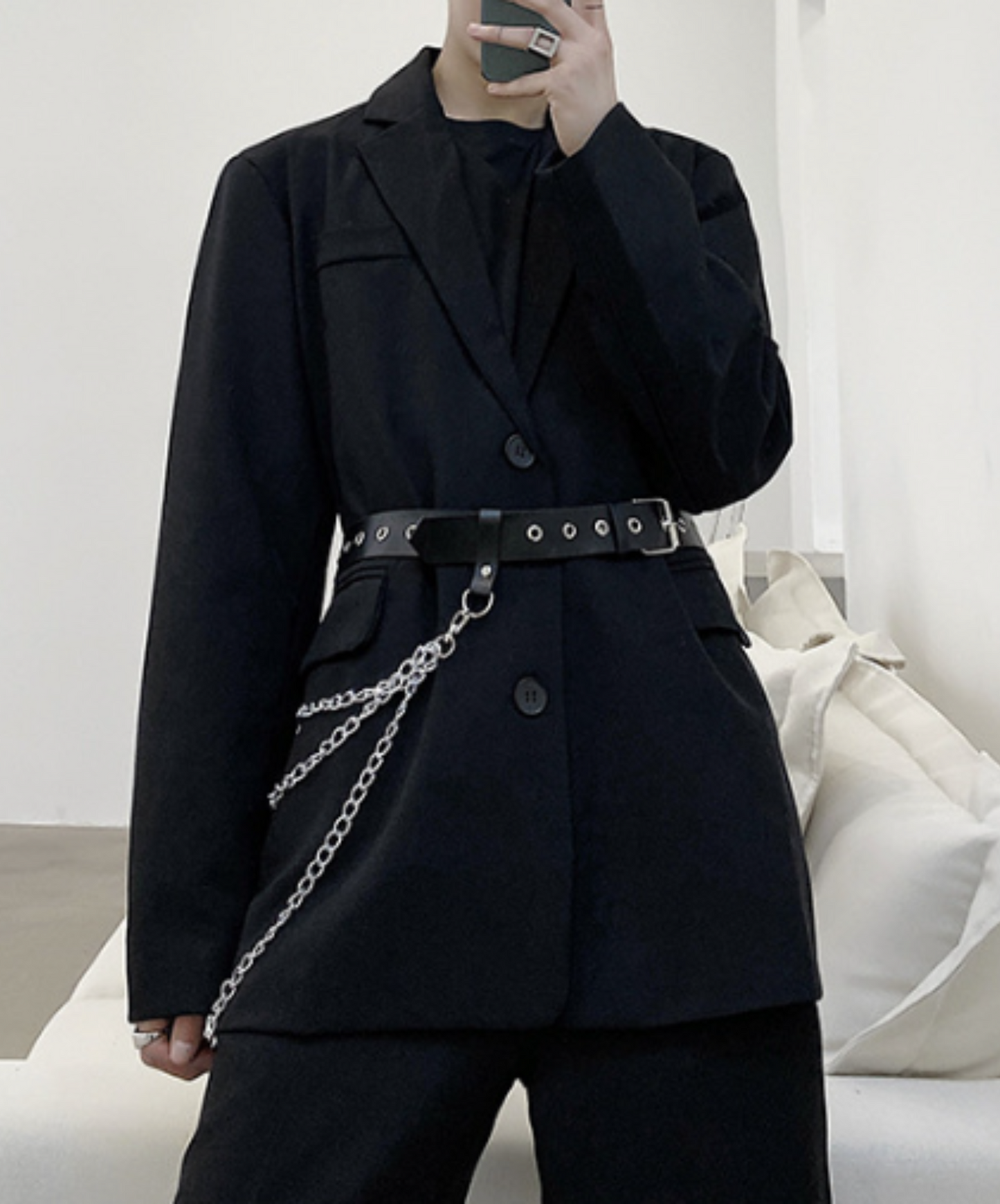 【style66】dark mode outfit set EN1890(jacket + sweater + pants set)