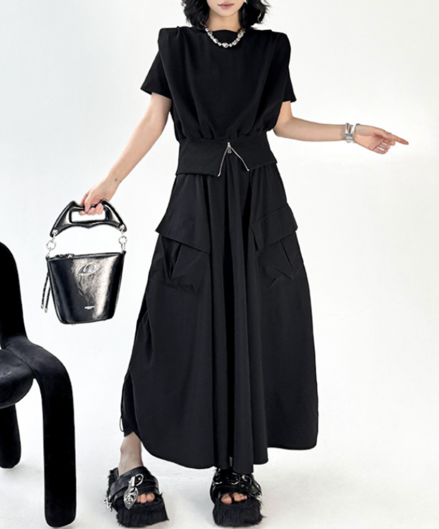 3d pocket side browsing wide pants EN2321
