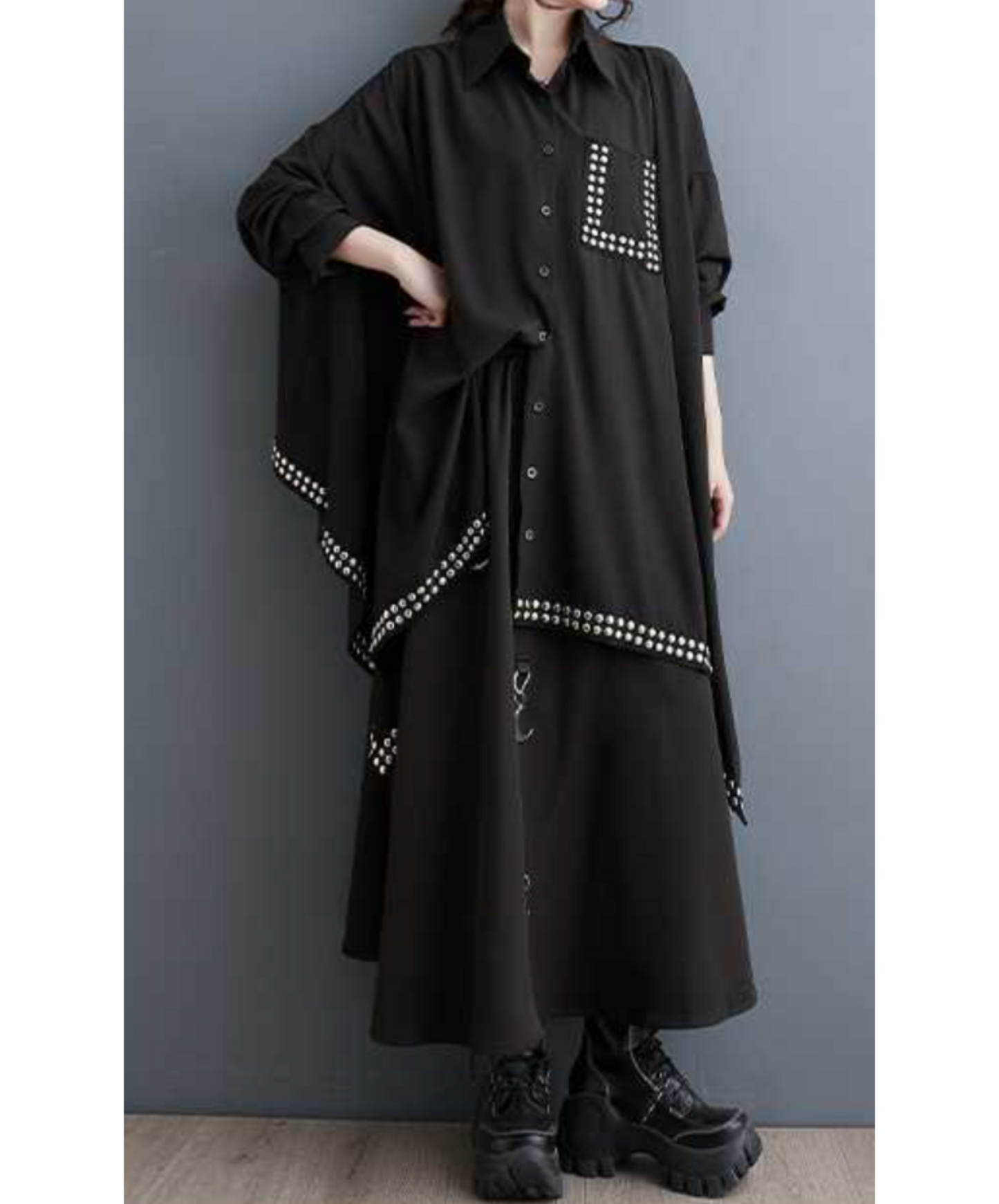 dark rivet collage dress long shirt EN1658