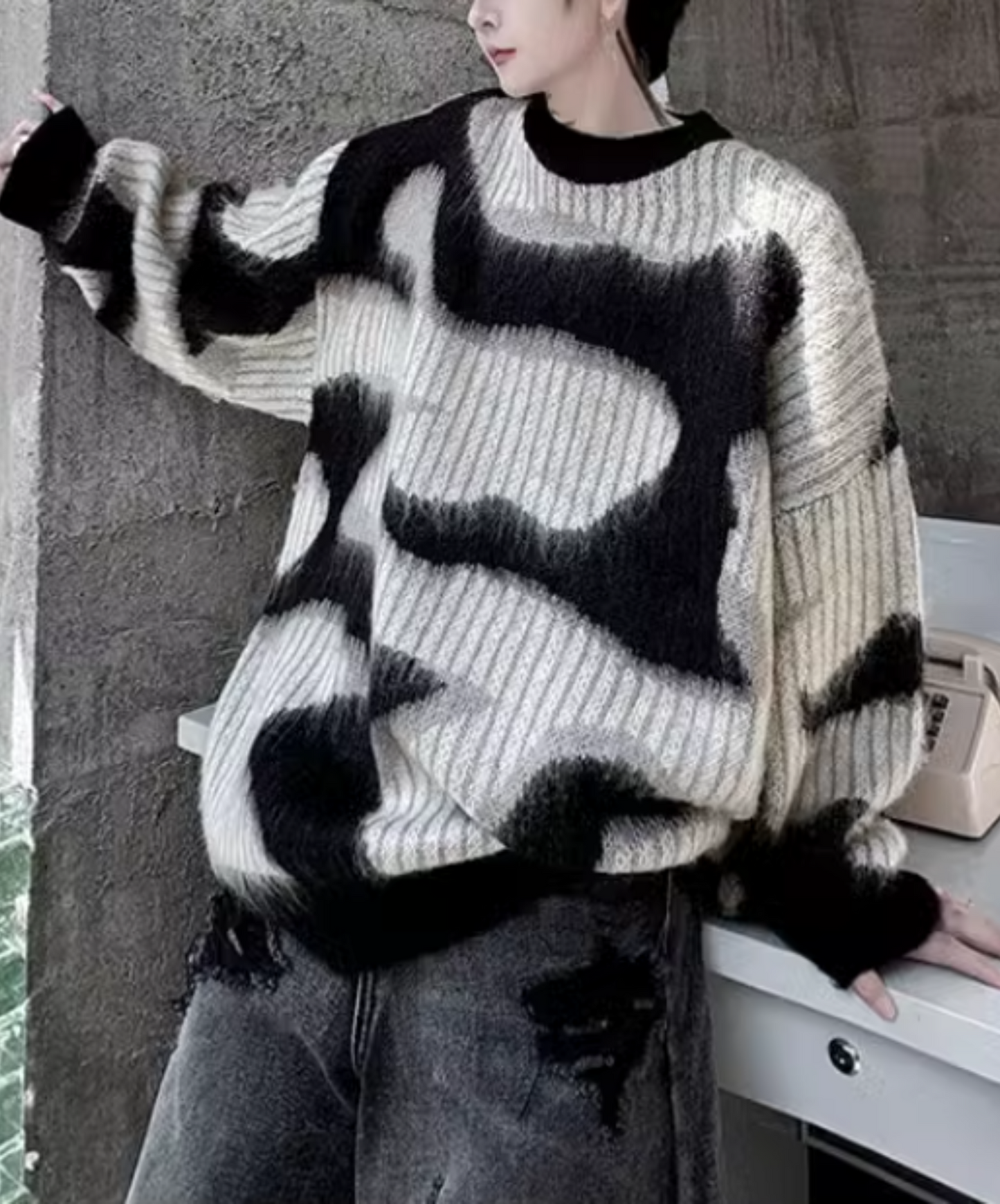monotone marble sweater EN1873