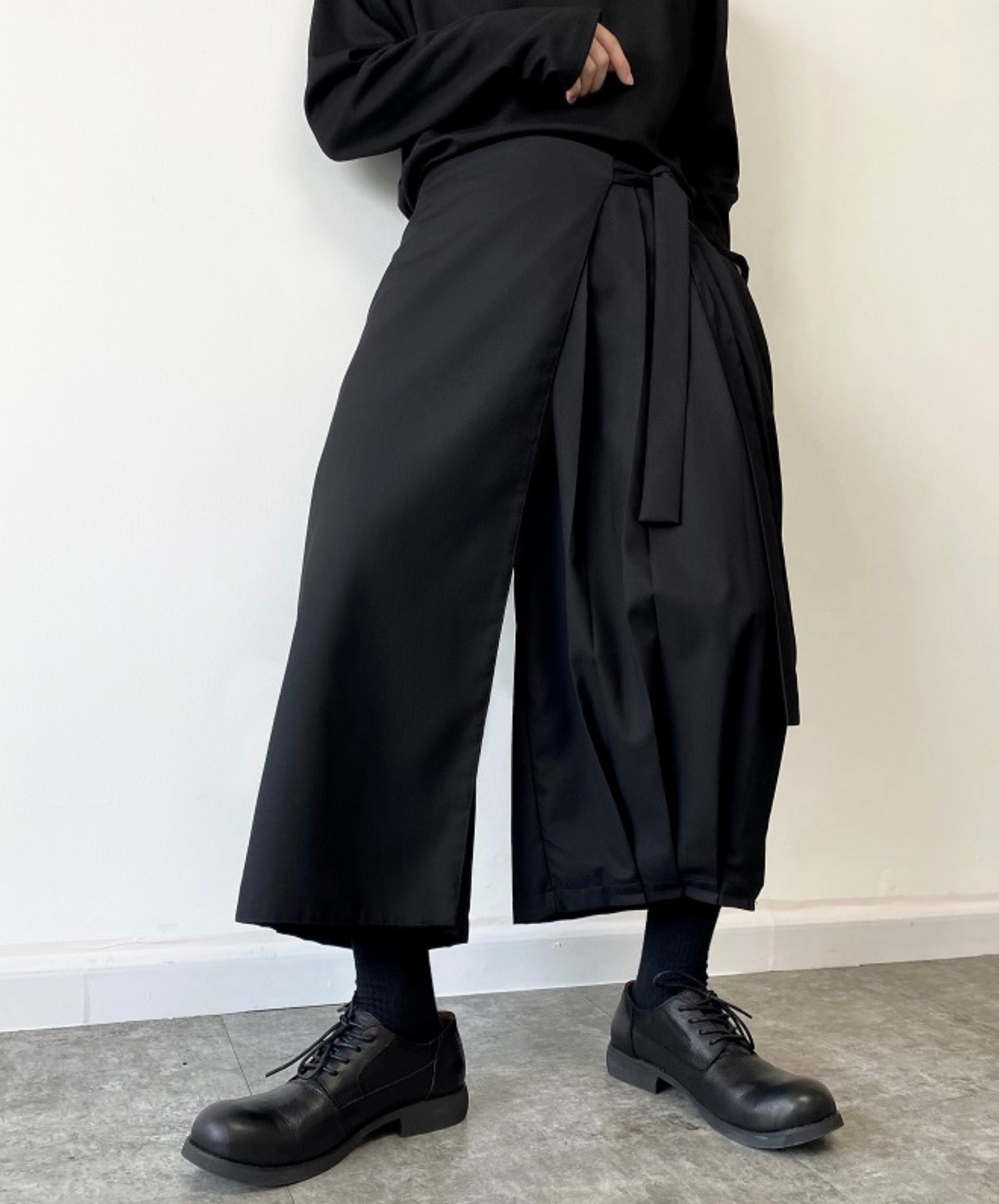 dark layered cropped straight leg pants EN916