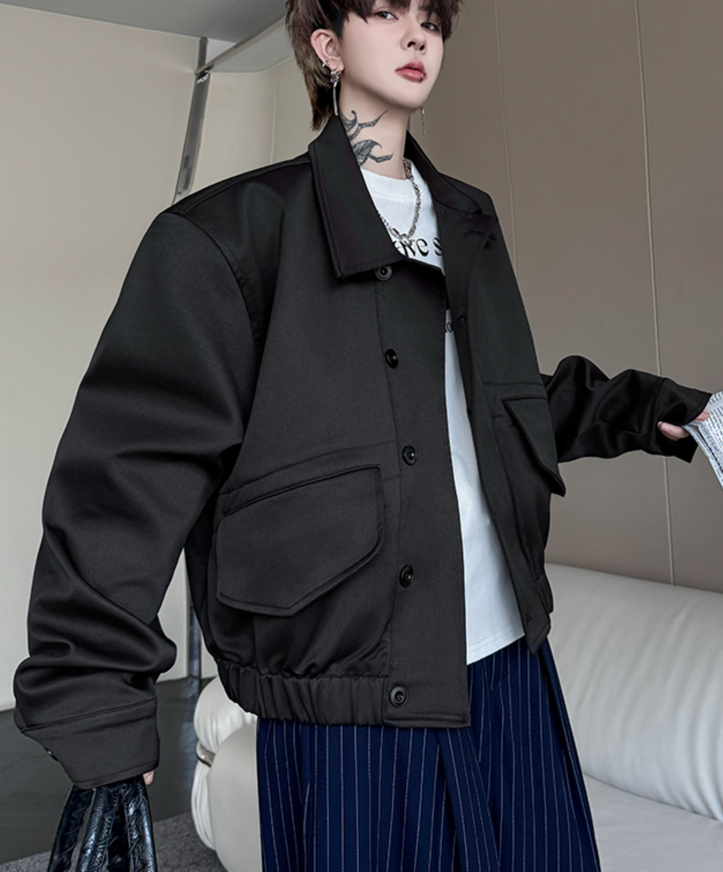dark big pocket short length jacket EN2375