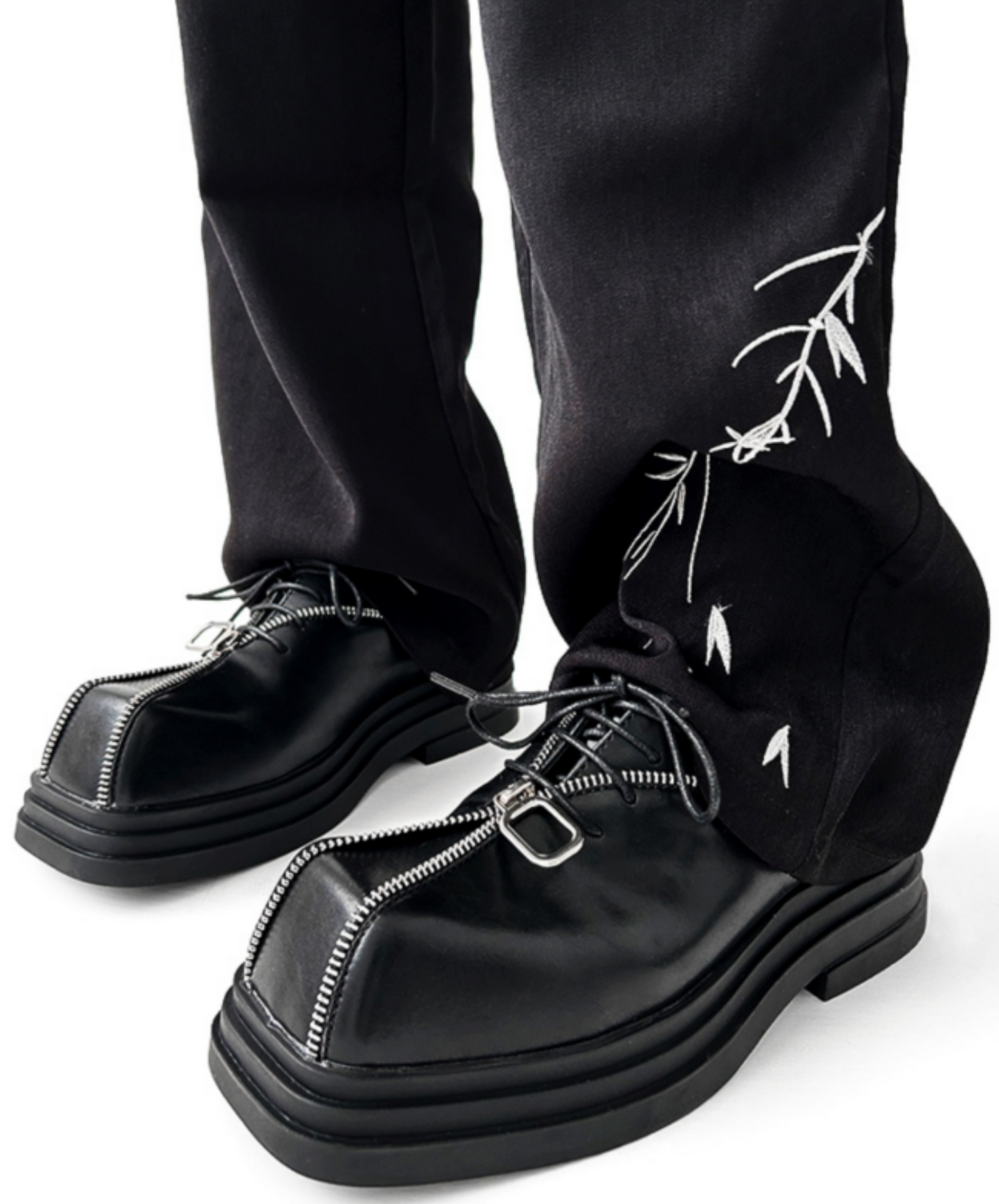 square head punk zipper design shoes EN1921