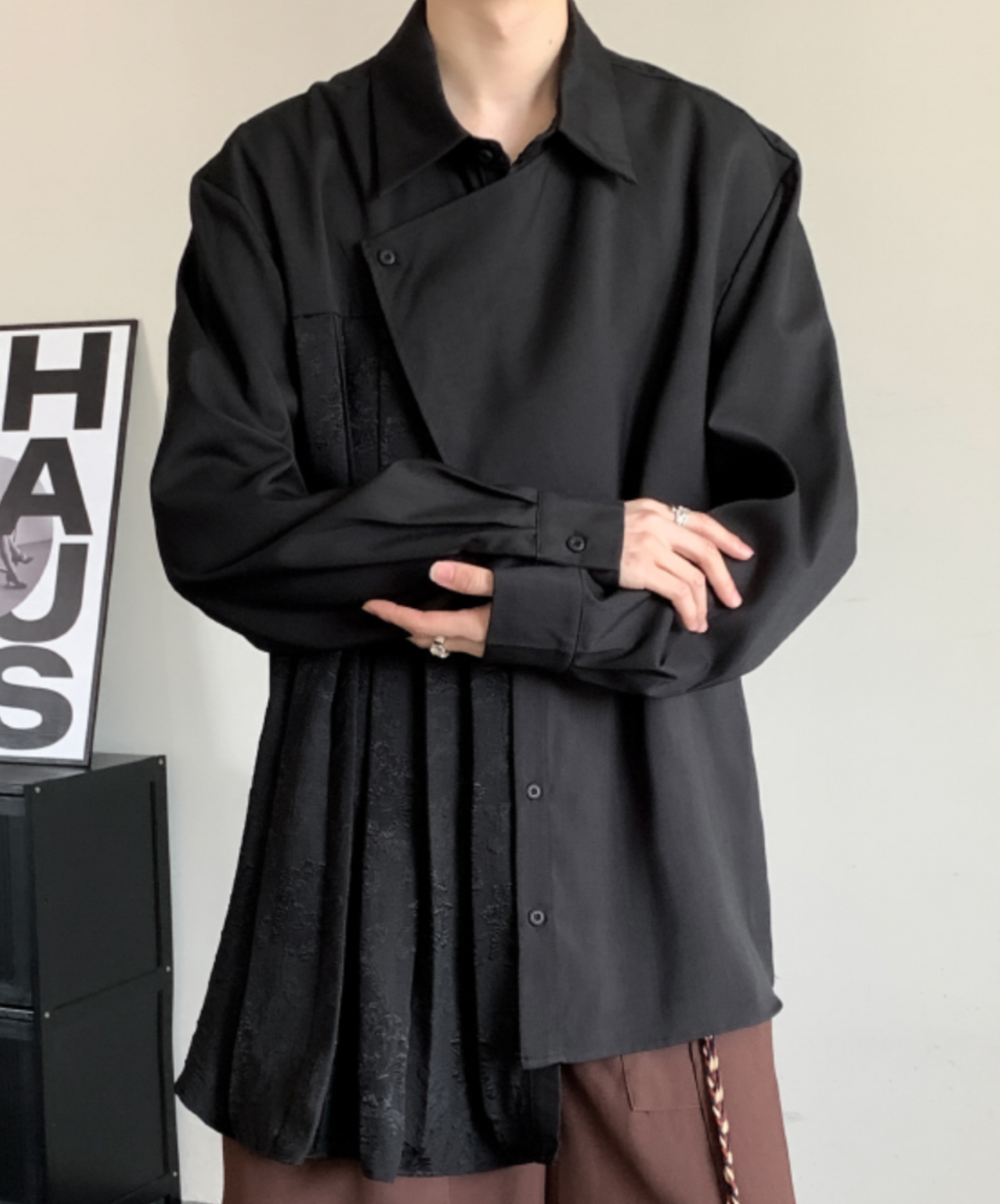 asymmetric splicing shirt EN1489