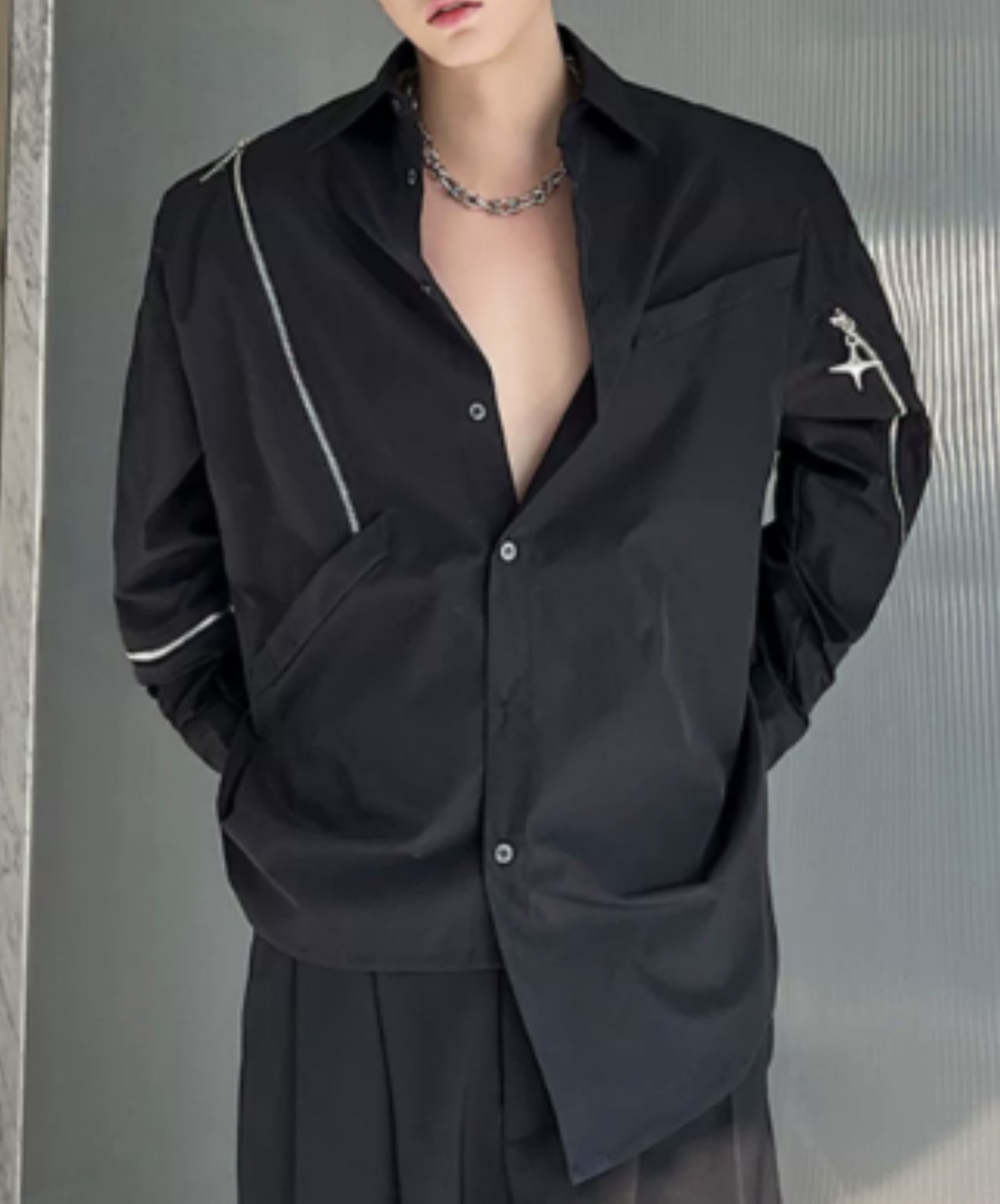 asymmetric irregular zip shirt EN1000