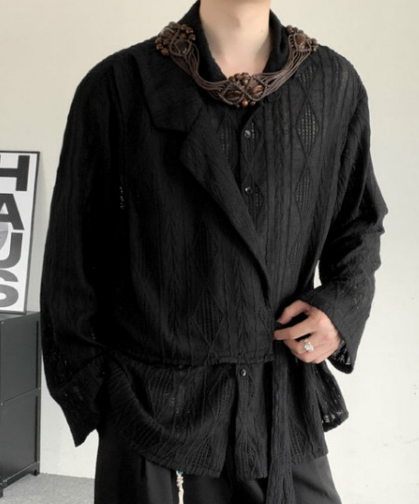 chinese style strap jacquard shirt EN2369