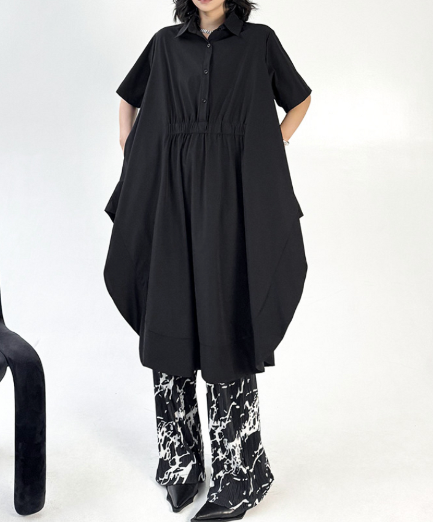 dark big silhouette waist mark long shirt EN2322
