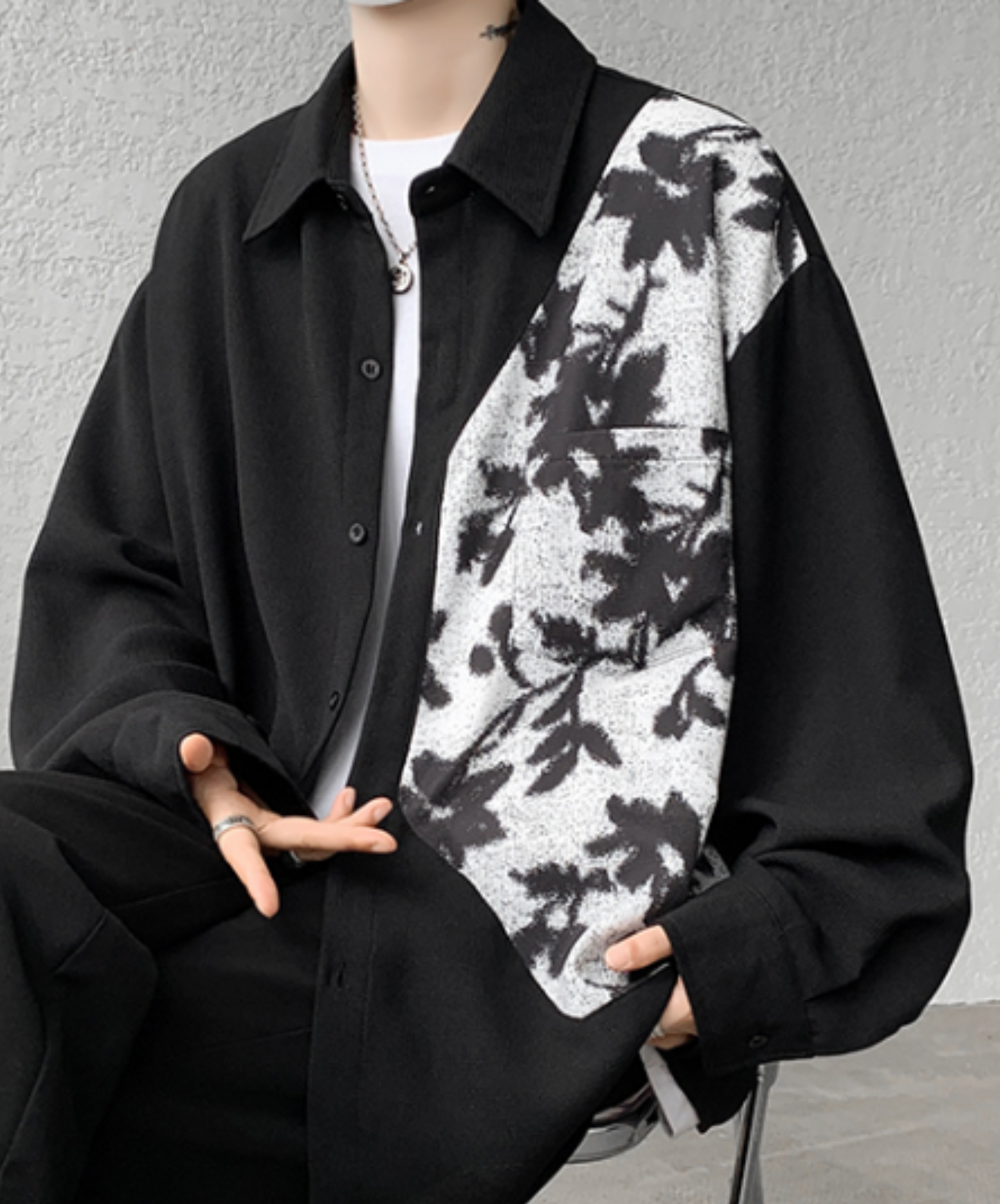 autumn motif silhouette shirt EN2399