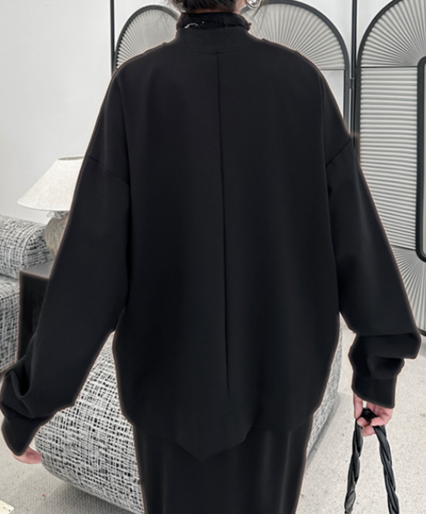 dark deformed hem design jacket EN2356