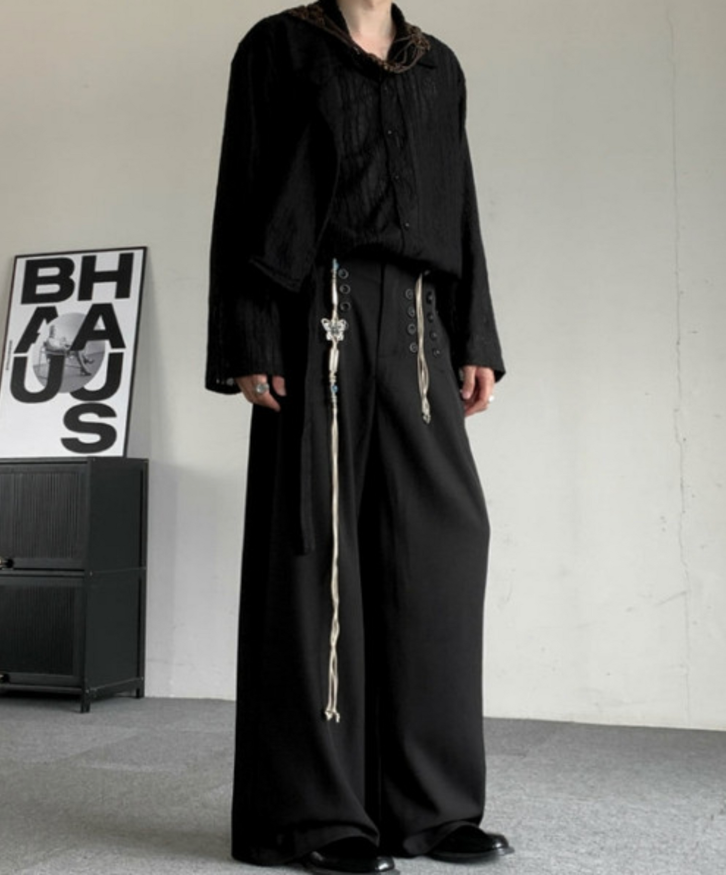 retro multiple button decoration pants EN2371