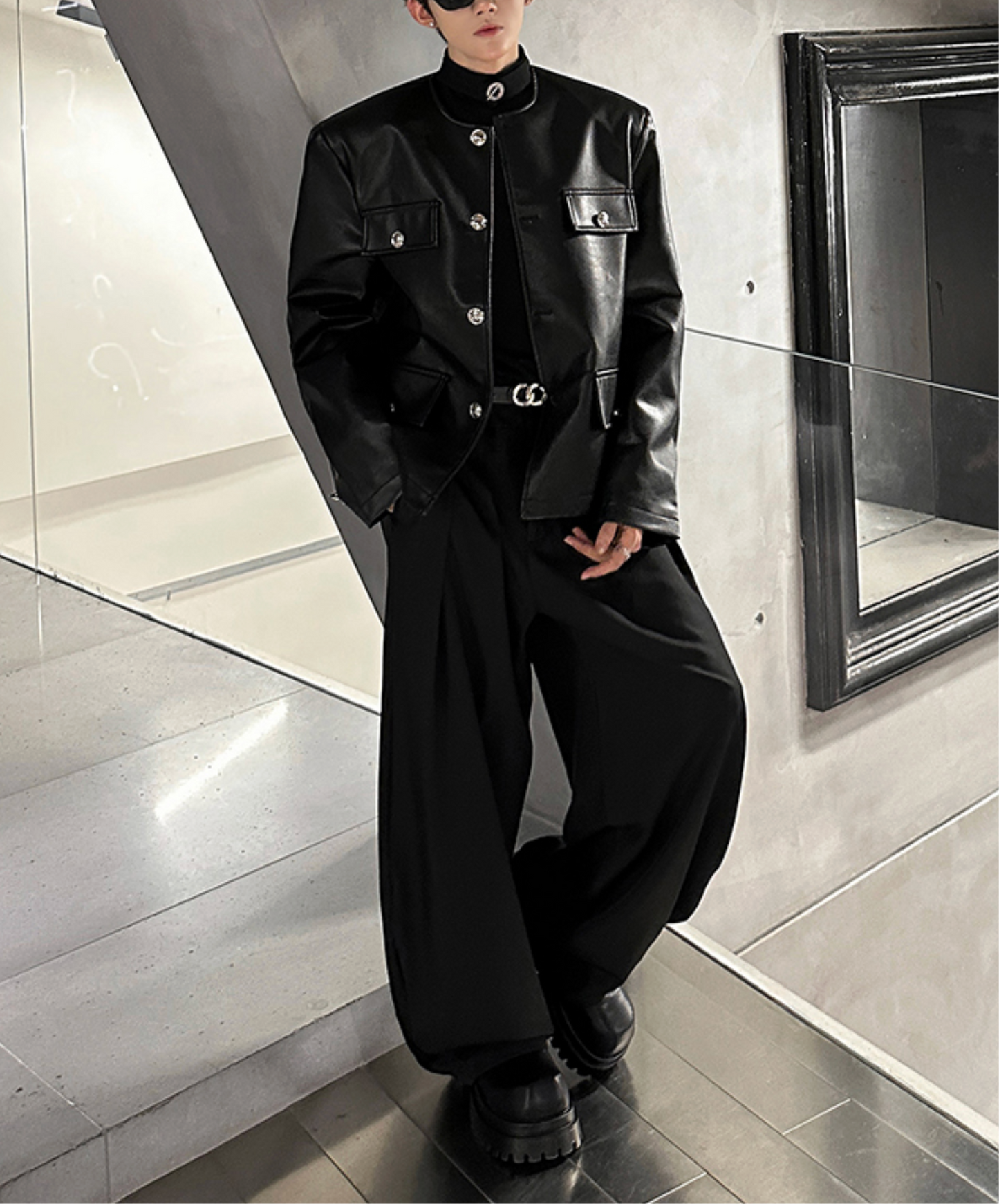 pu leather short riders jacket EN2474