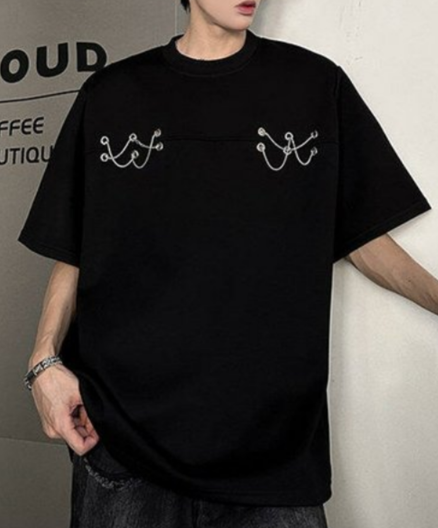 metal chain rope design t-shirt EN2238