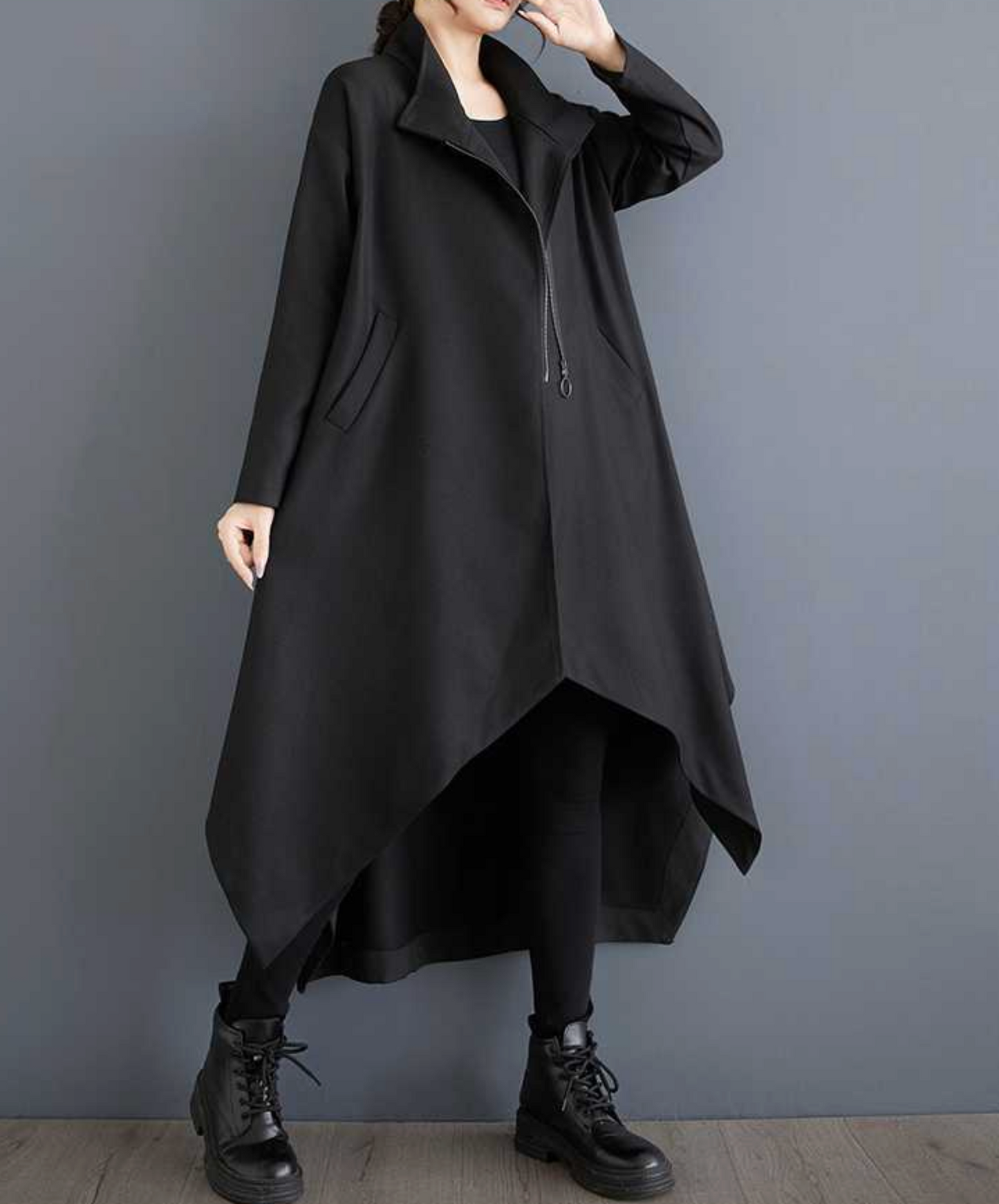 stand collar a-line coat EN2444