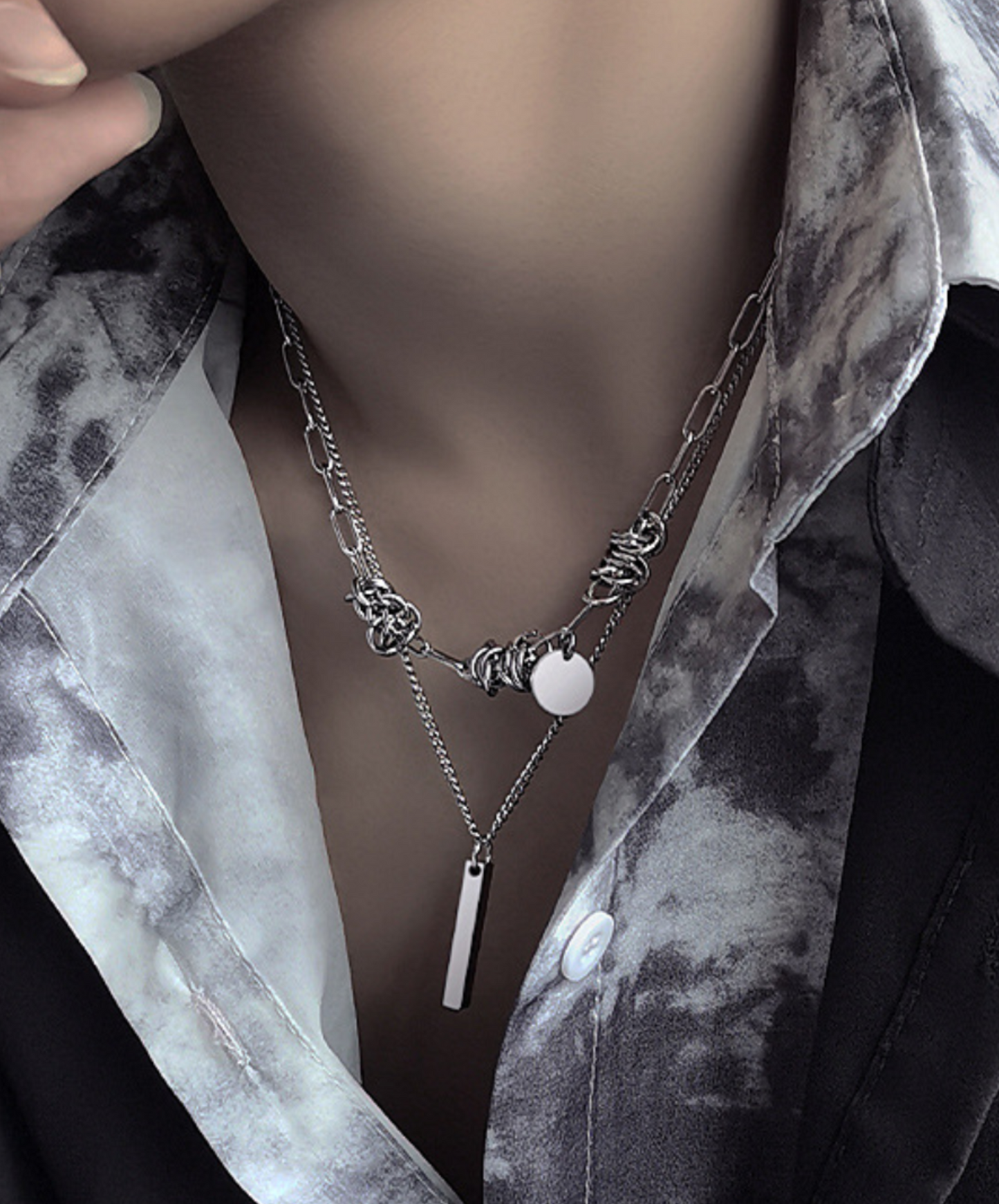 double chain titanium necklace EN1594