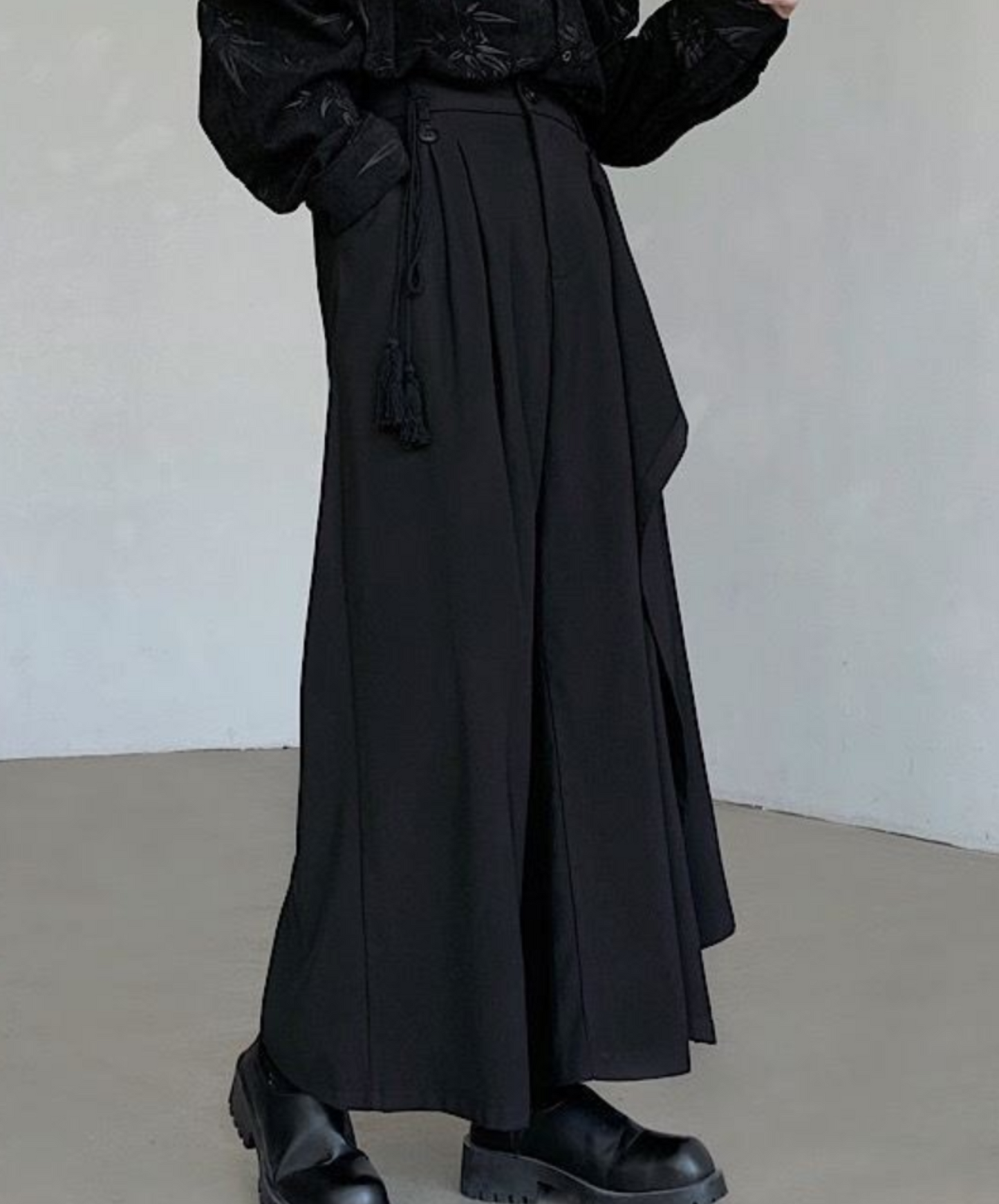 dark chinese style 2way casual wide pants EN1608