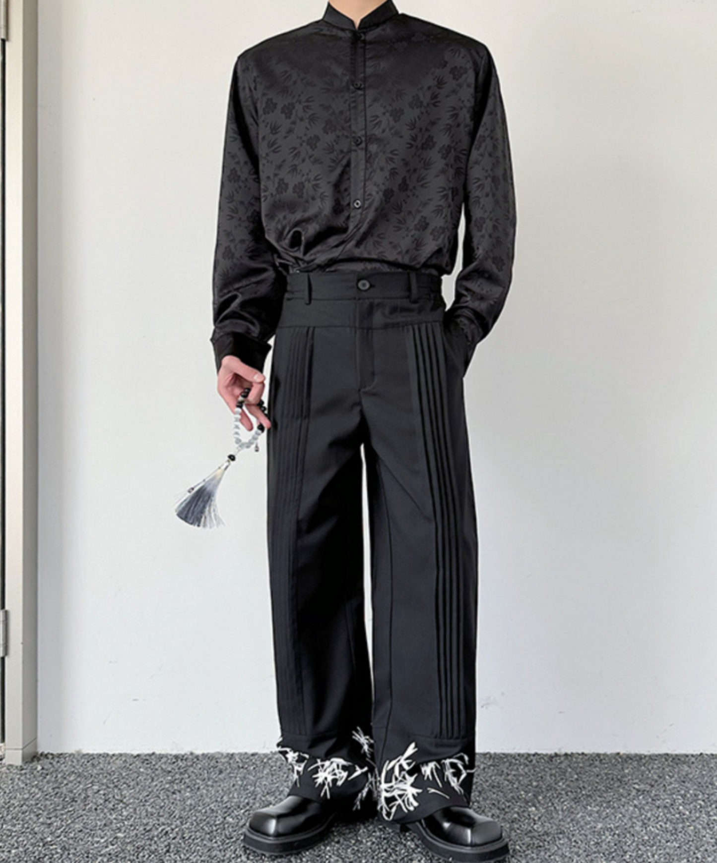 center press pleat design bamboo pants EN1632