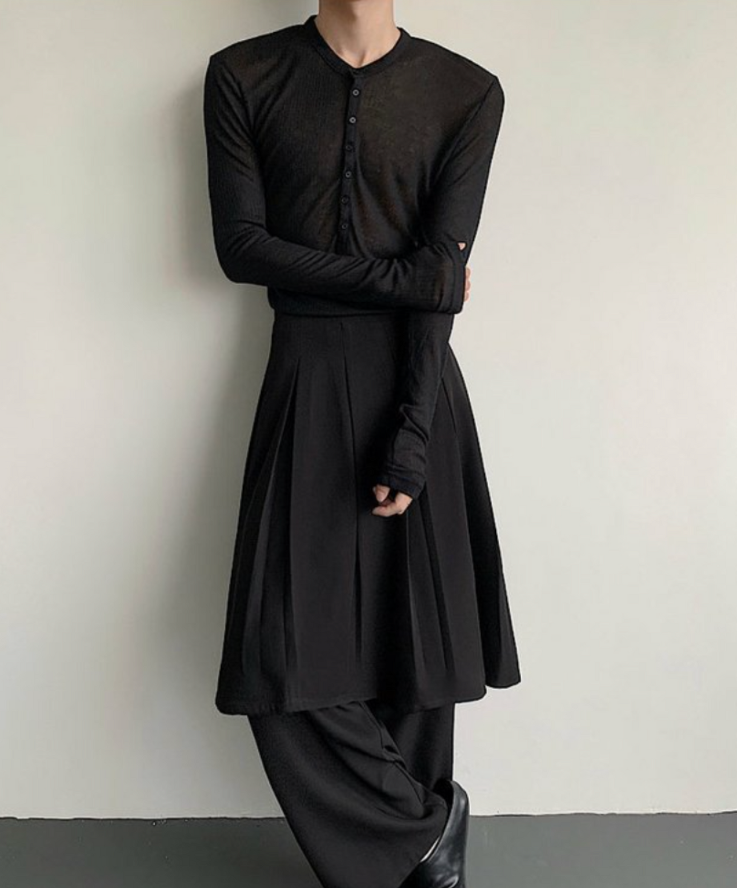 half-open thin long t-shirt EN2326