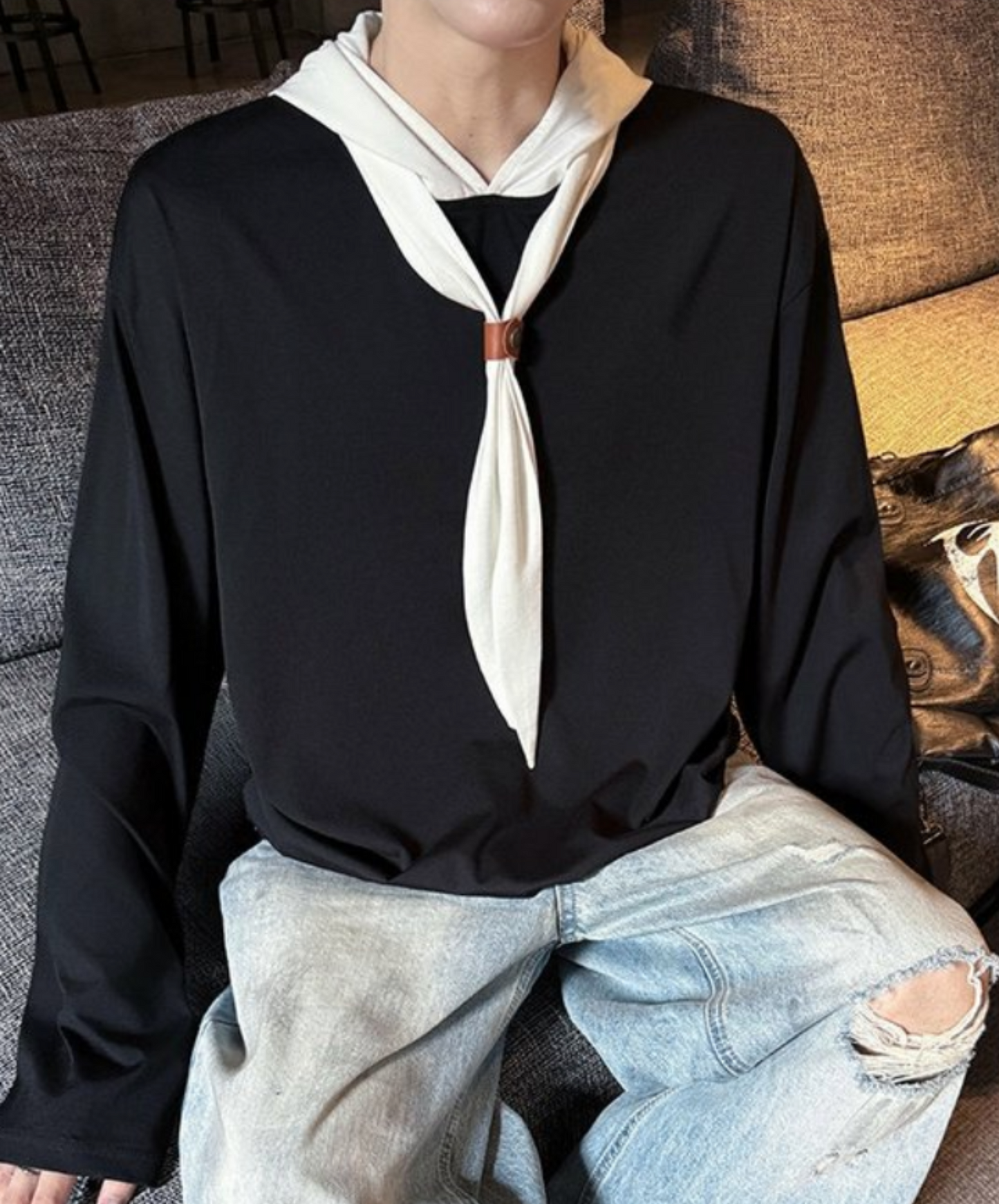 self-tie hood long t-shirt EN2311
