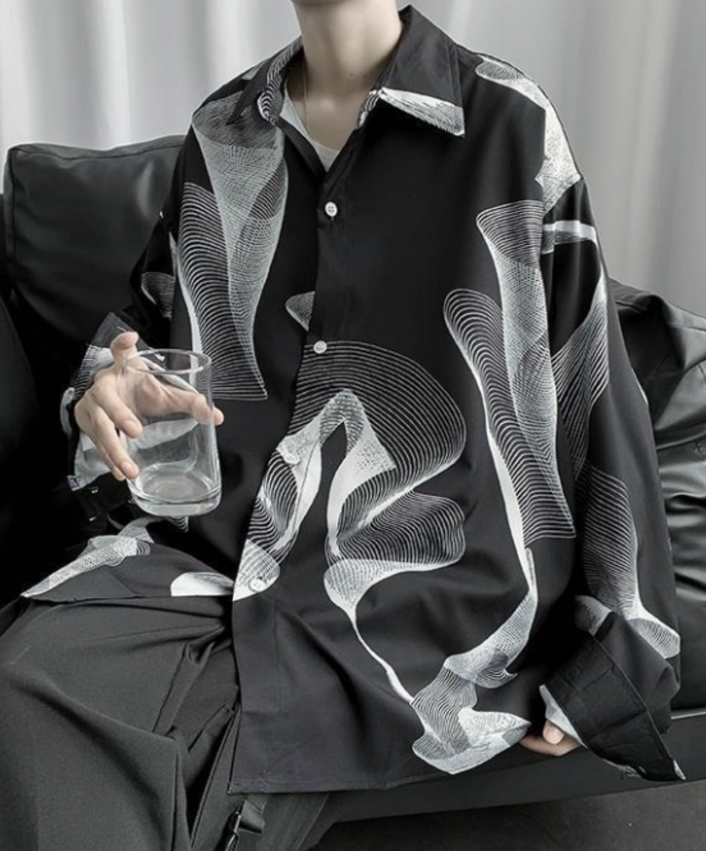 monotone geometric pattern shirt EN989