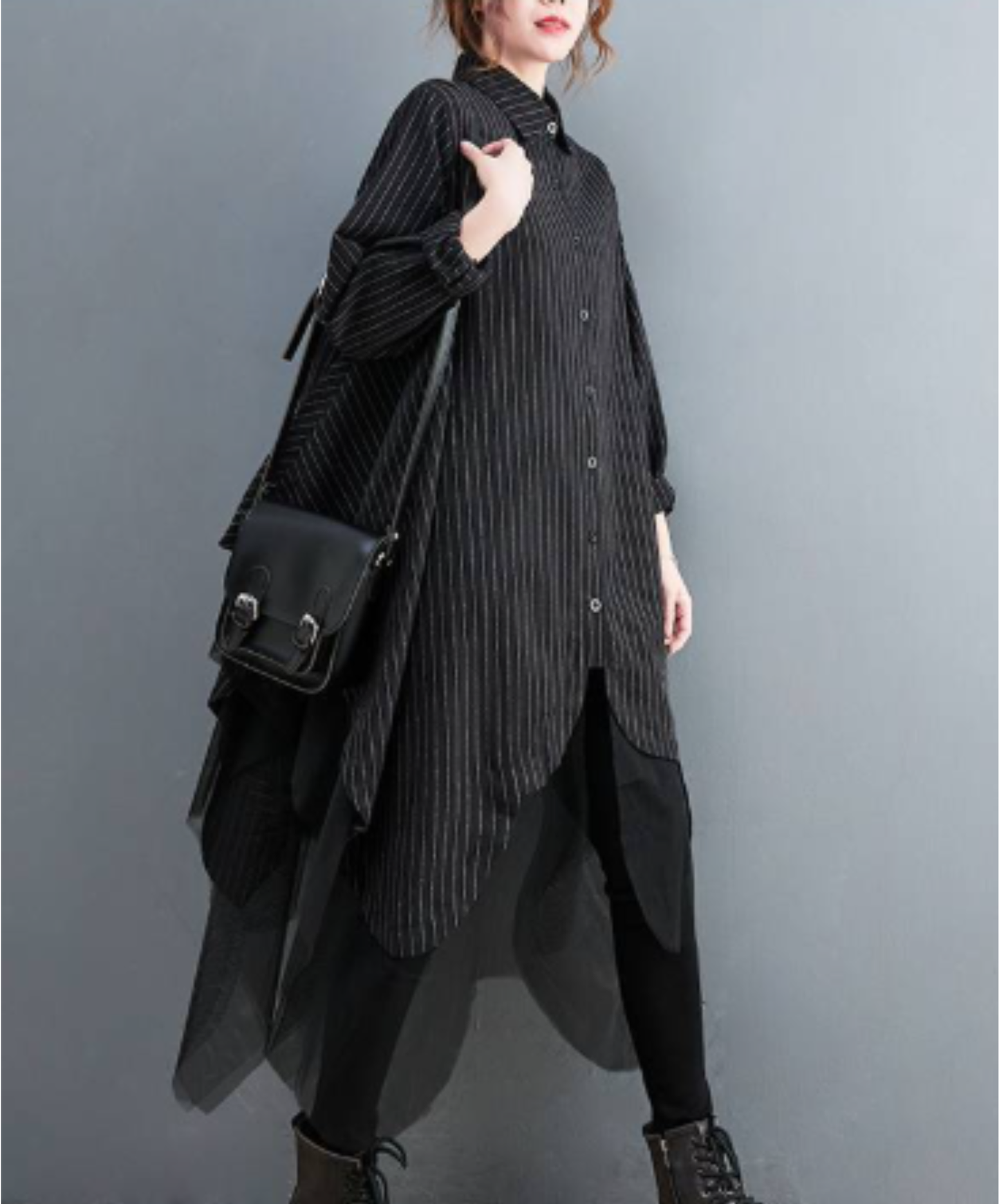 scalloped tulle long shirt EN3097