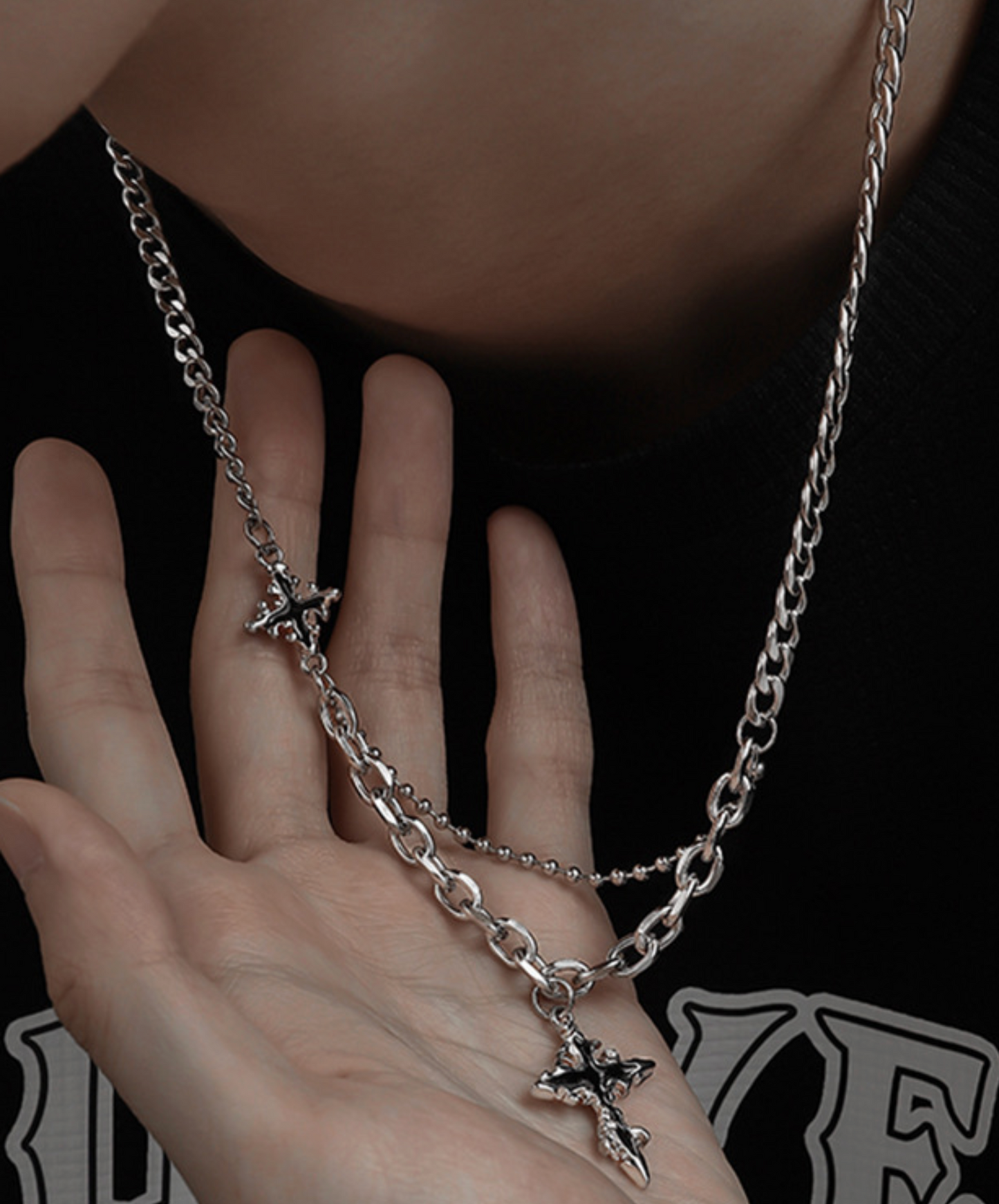 cross star silver necklace EN2463