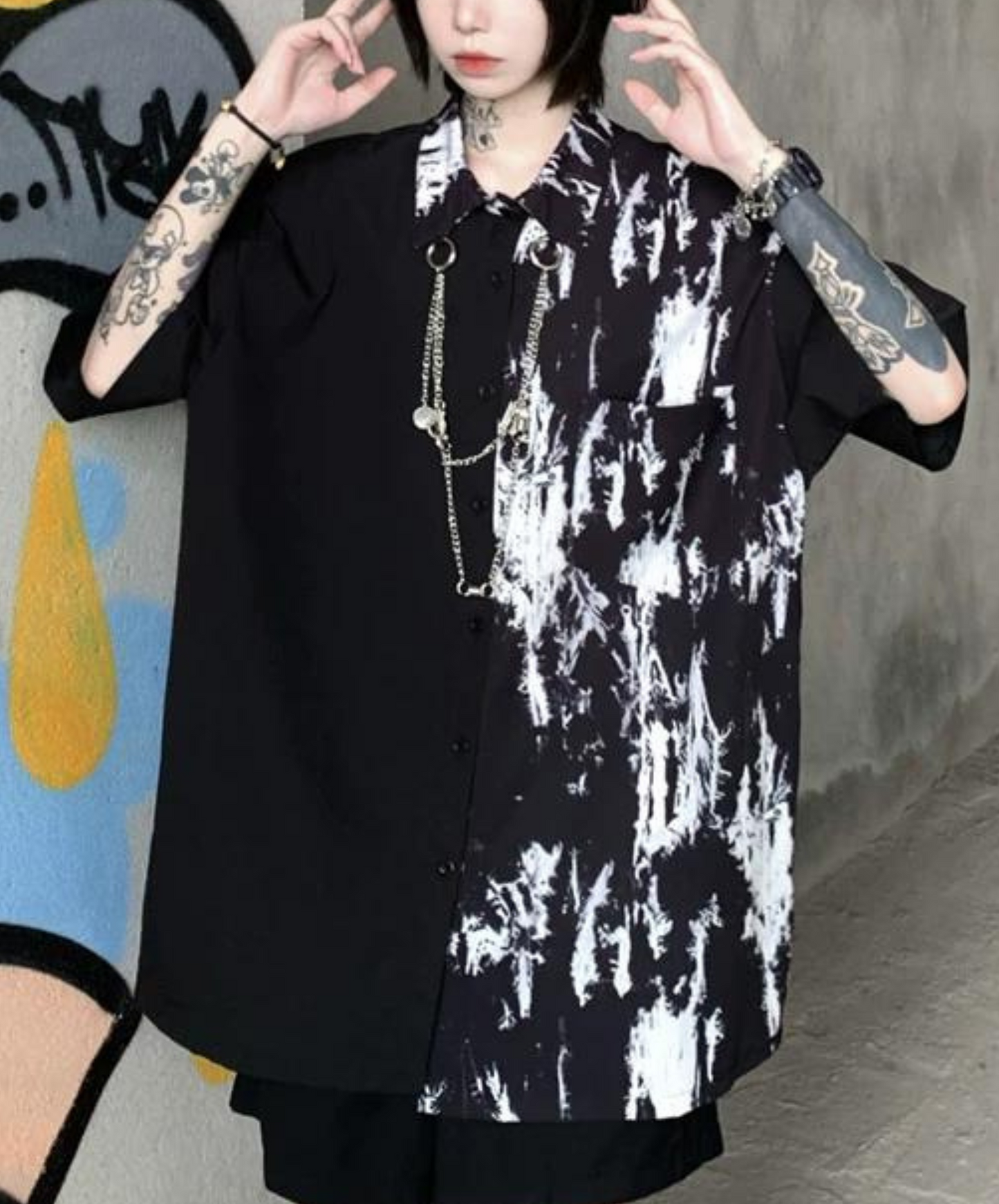 half ink dyeing shirt EN1076