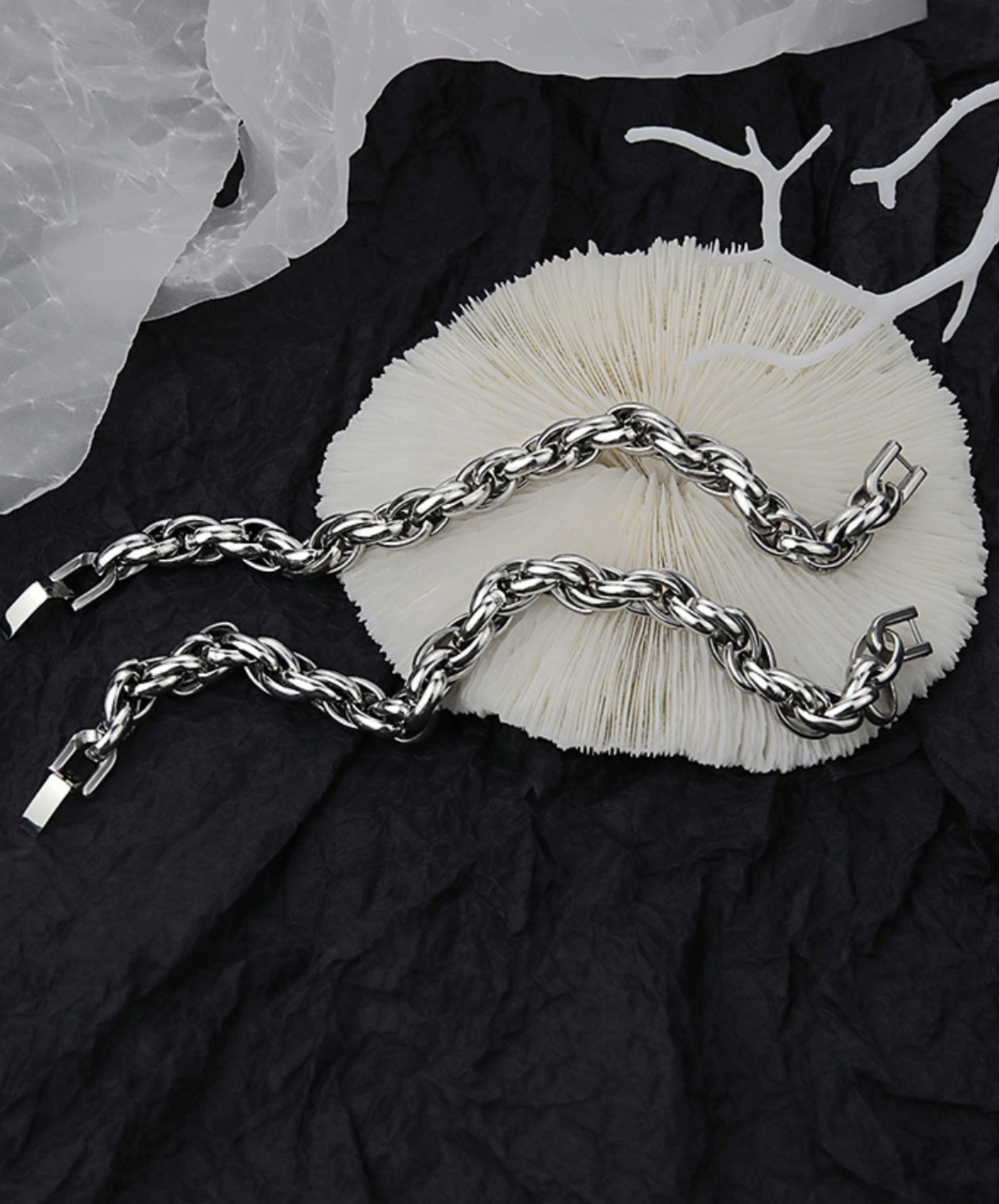 wave line silver chain bracelet EN2063