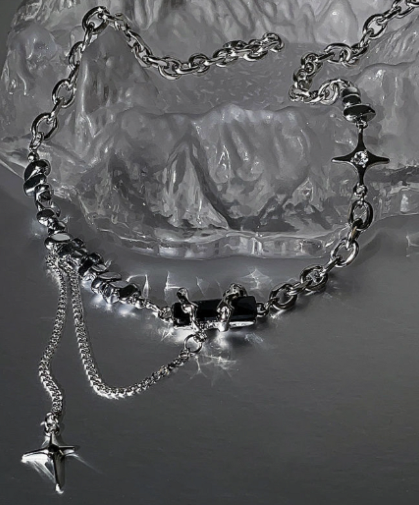 baroque stone and cross necklace EN1980