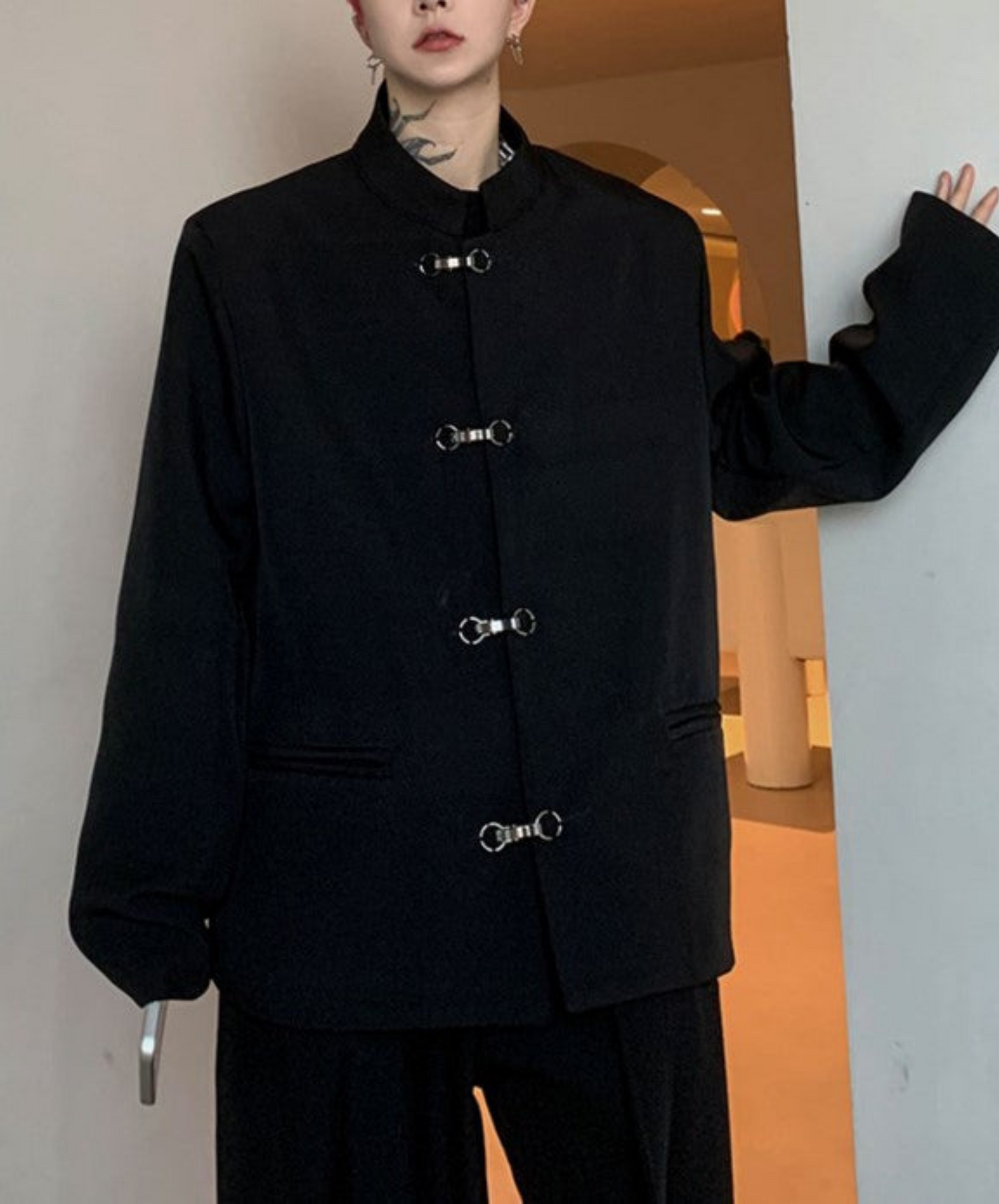 【style68】dark mode outfit set EN1892(jacket + shirt + pants set)