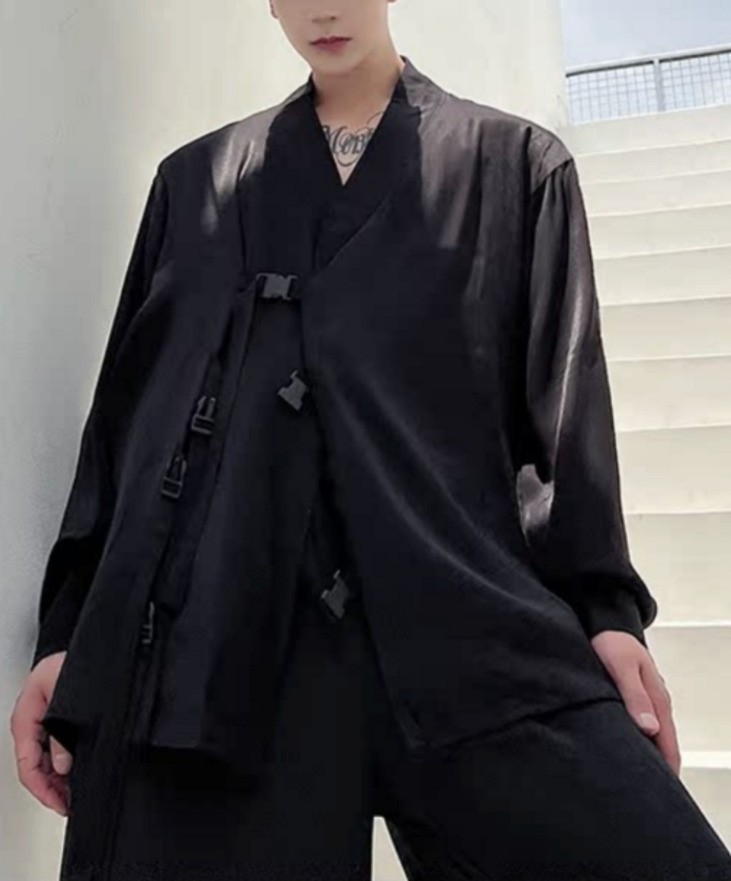 chinese style buckle belt shirt EN2429