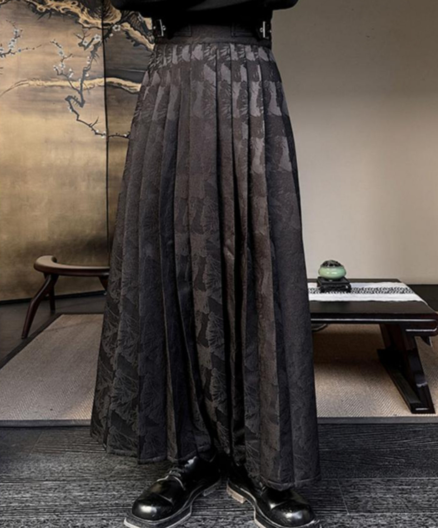 jacquard pleats with Chinese style embroidery skirt EN1532