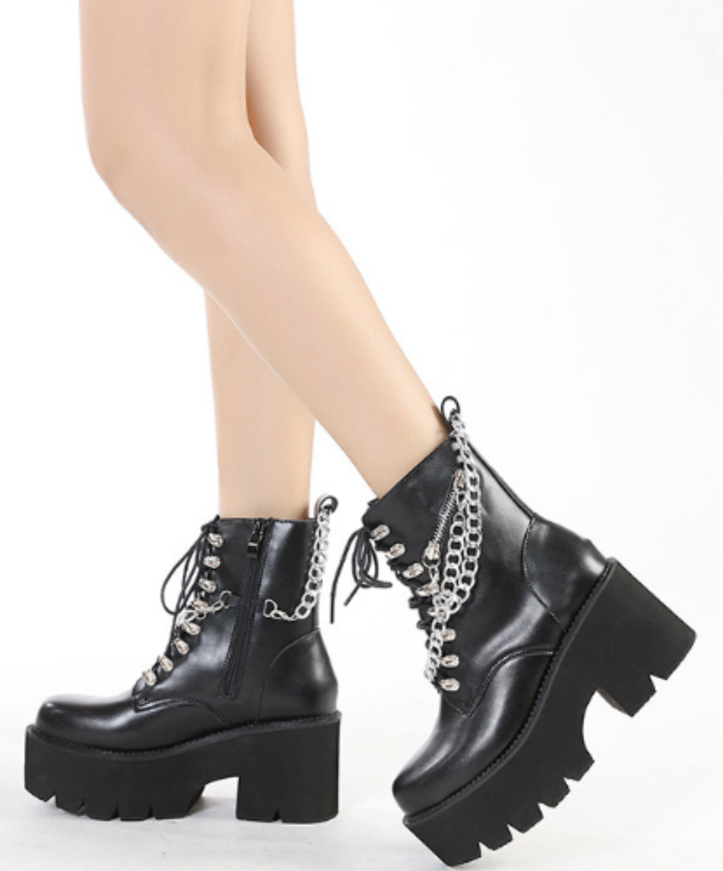 metal chain cross design boots EN1272