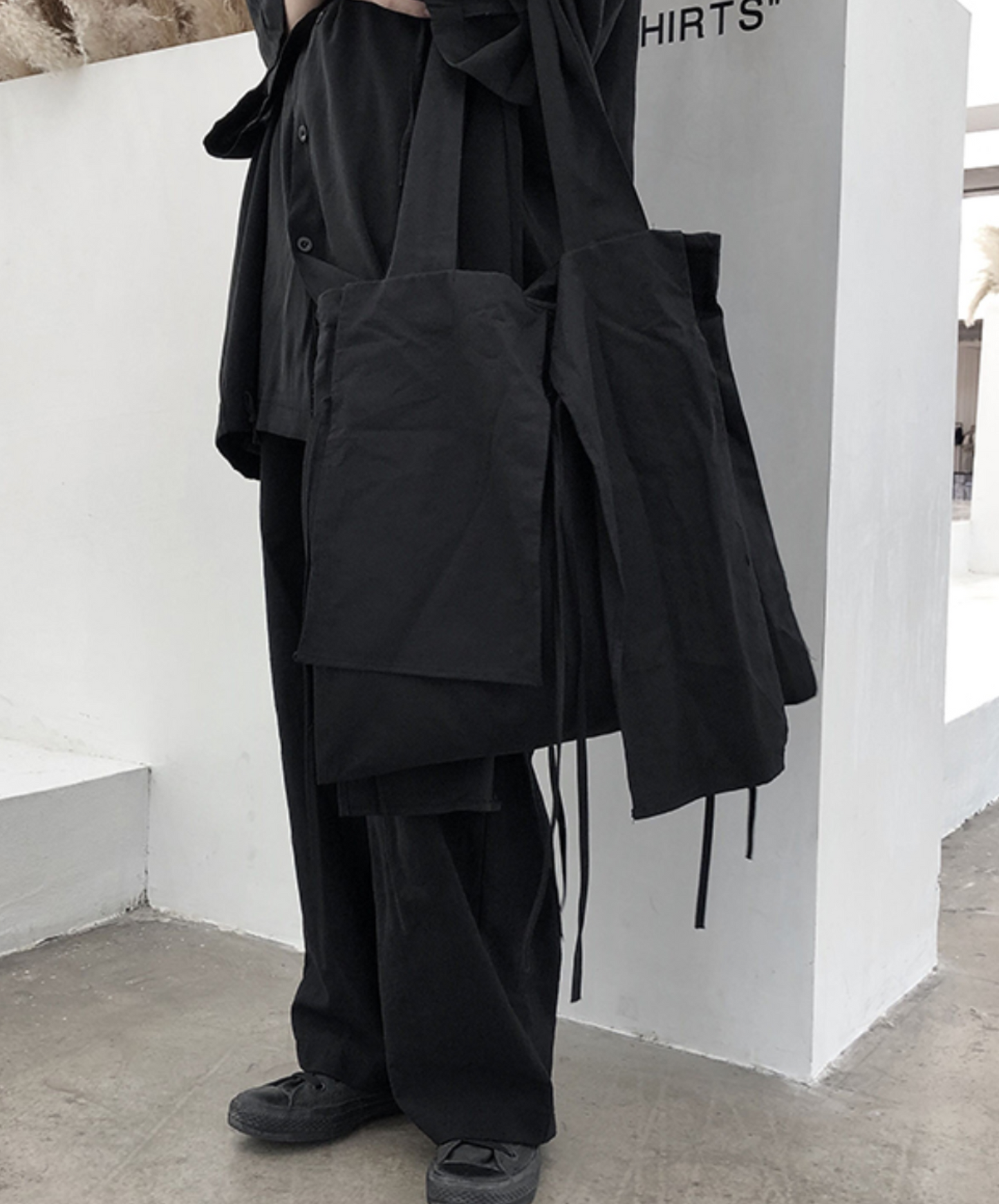 dark black ribbon shoulder bag EN1537