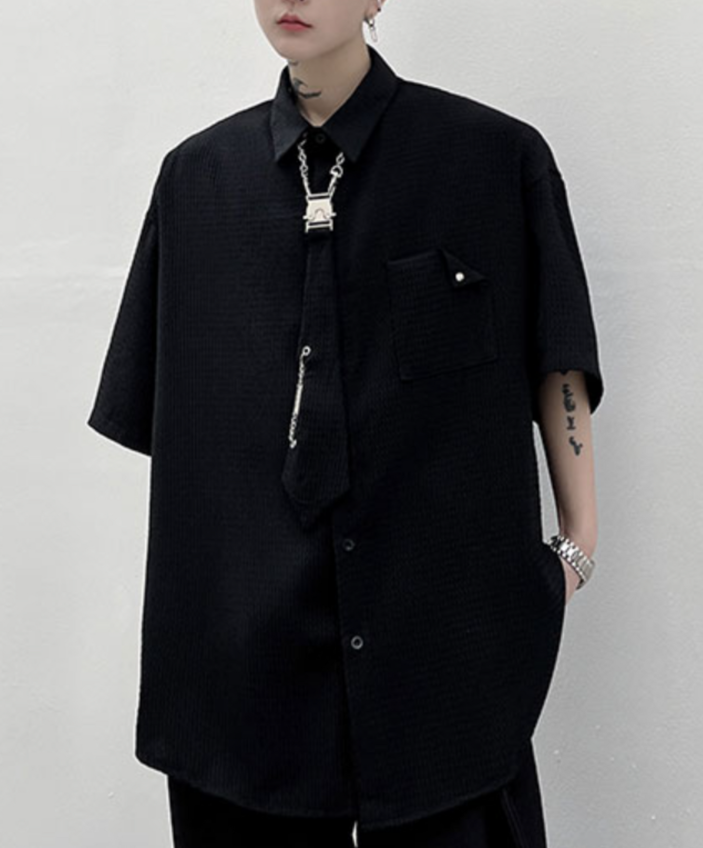 【style65】dark mode outfit set EN1884(jacket + shirt + pants set)