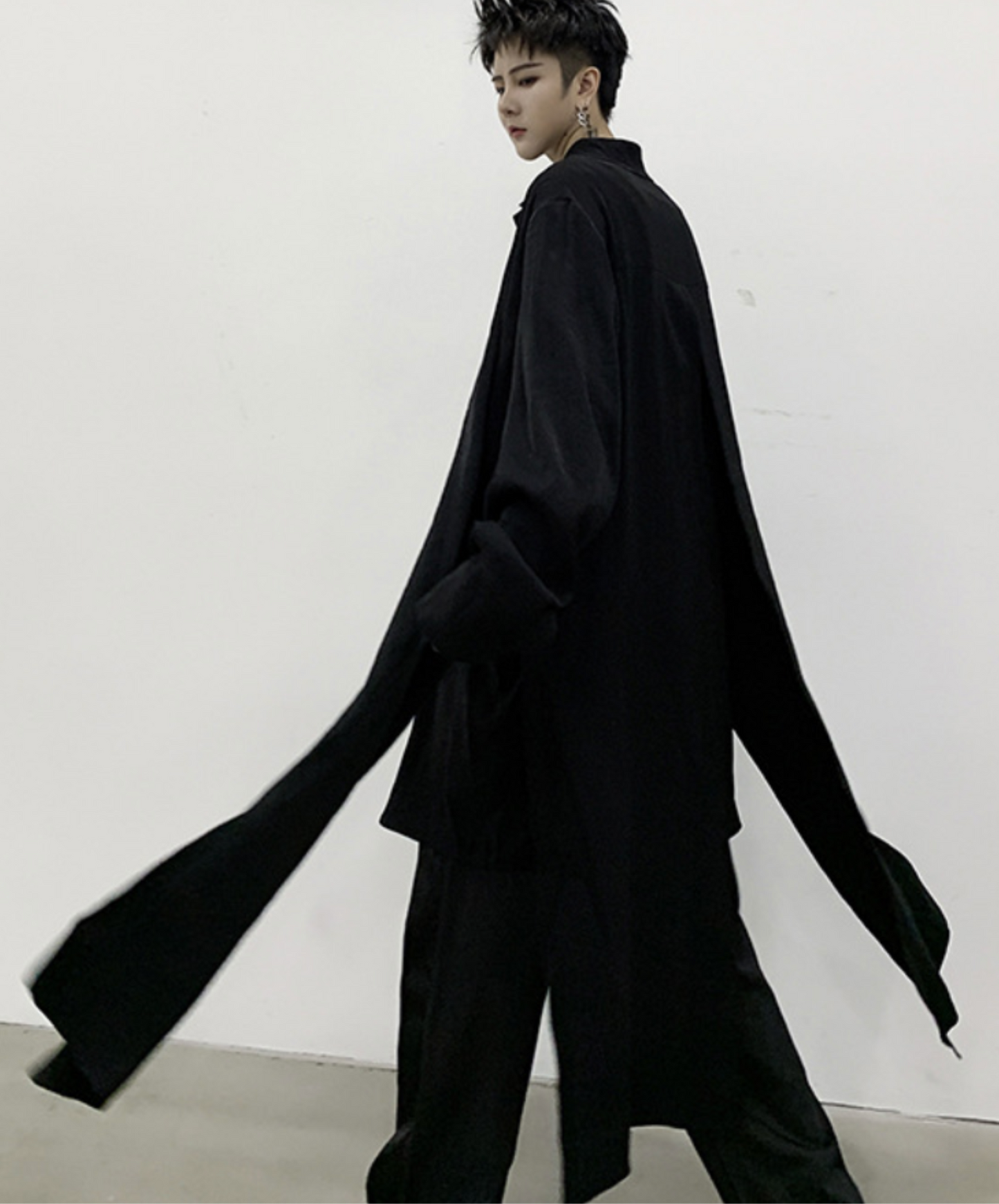 dark layered cloak drape long shirt EN2139