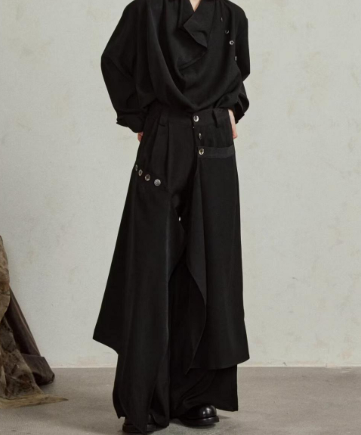dark layered wide pants EN1866