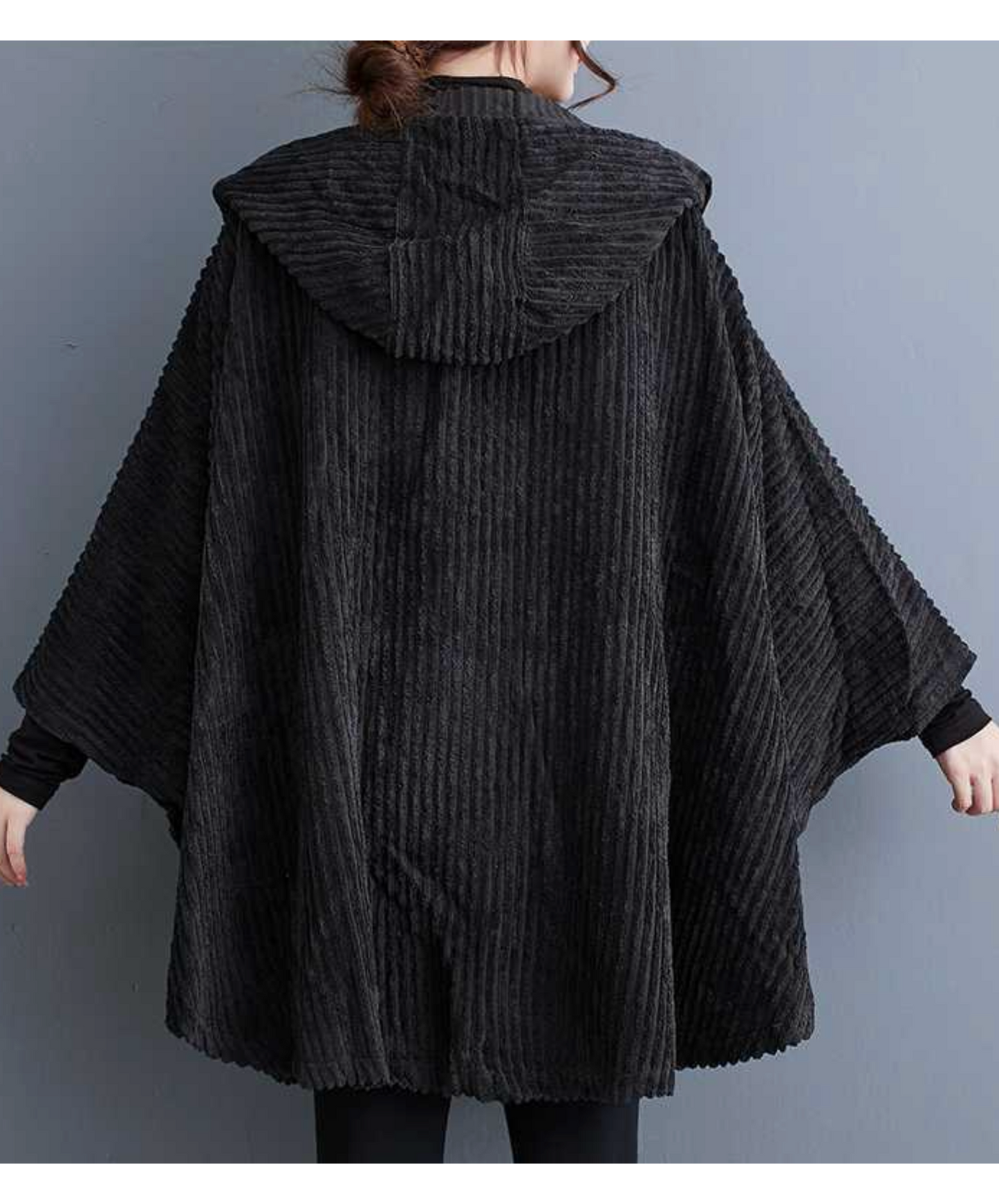 corduroy poncho hoodie EN2443
