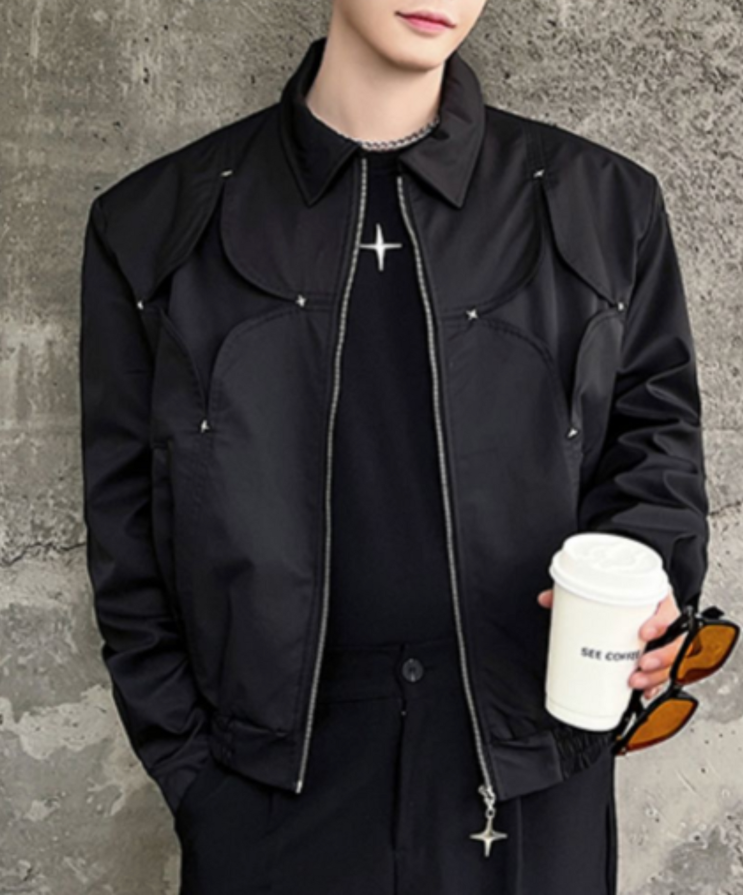 star-shaped rivet design jacket EN2364