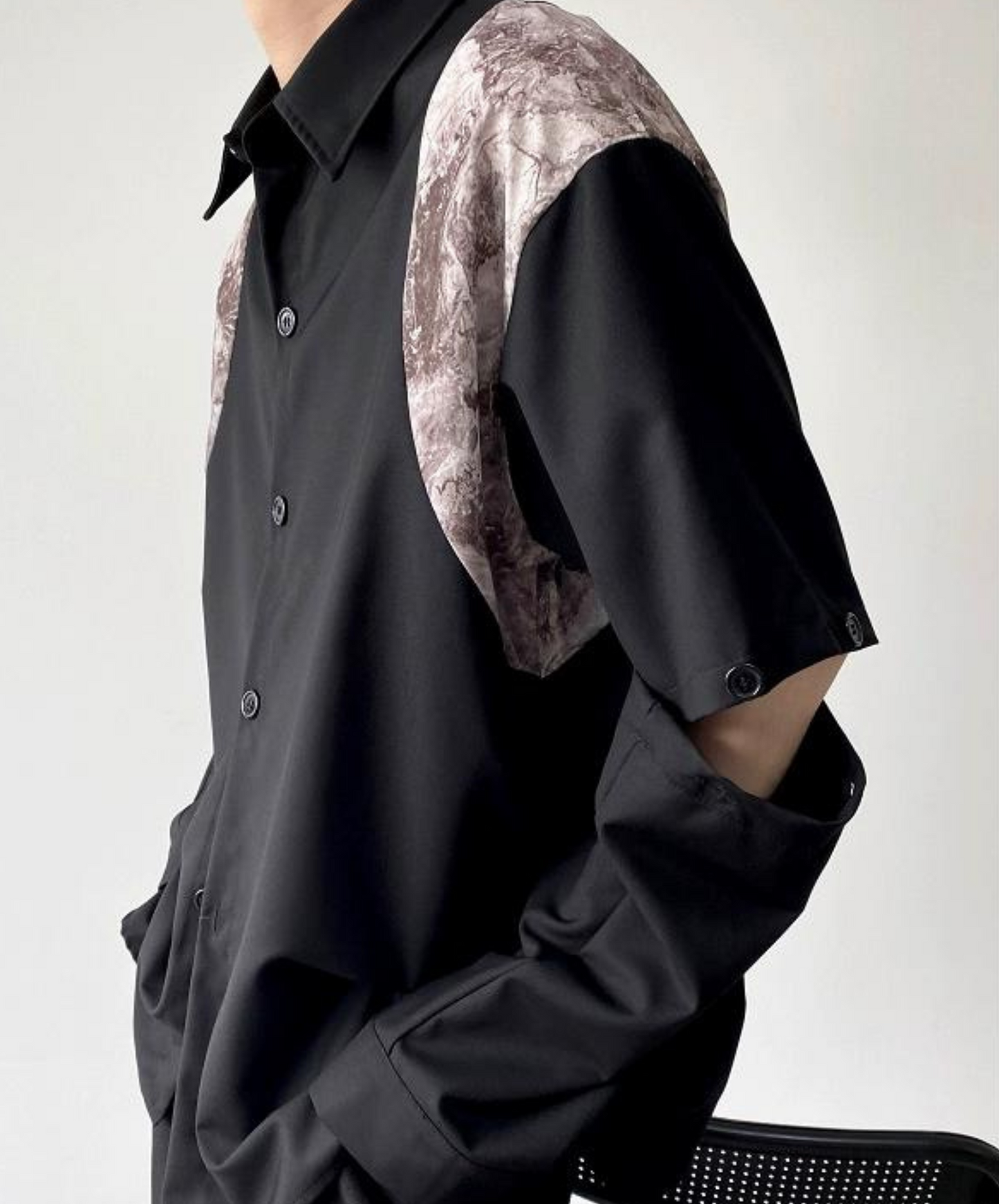 dark removable sleeves shirt EN1065