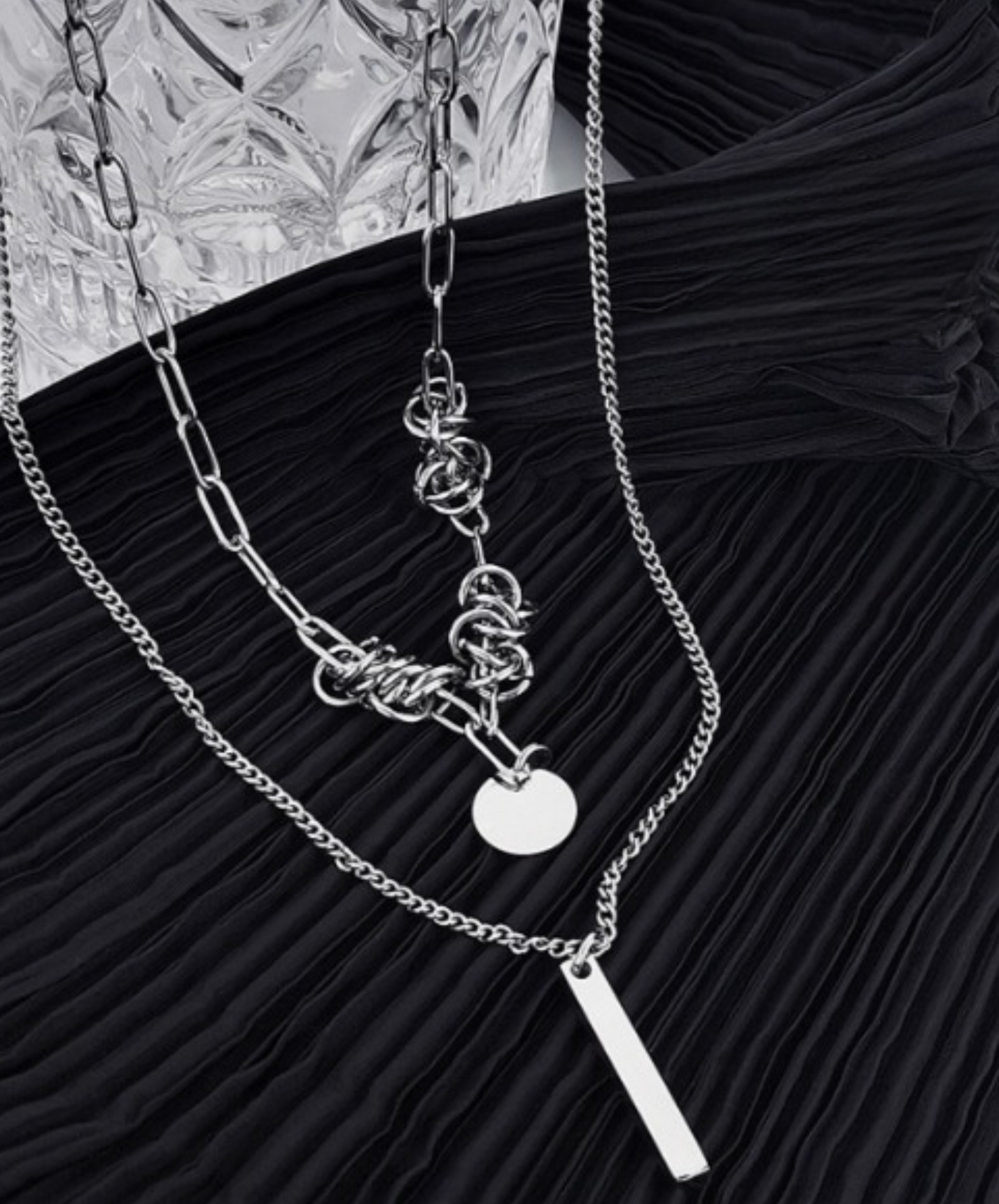 double chain titanium necklace EN1594