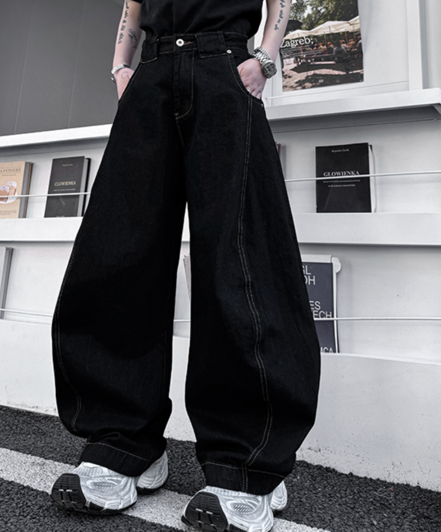 retro straight loose style wide pants EN2099