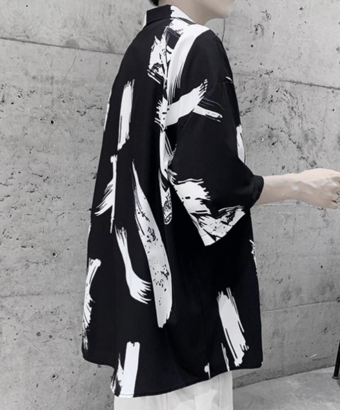 hong kong style graffiti print loose shirt EN2124