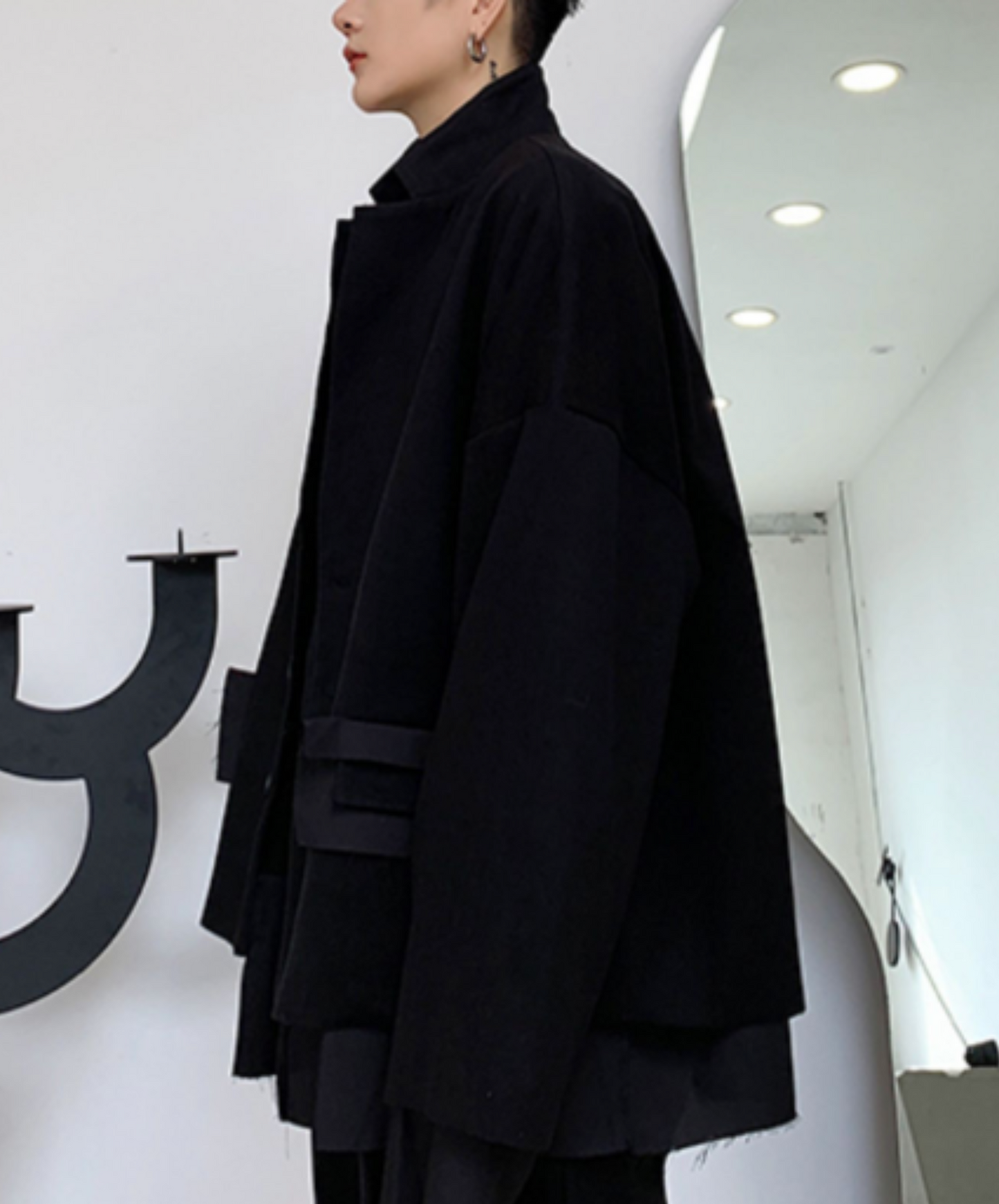dark fake two-piece blunt cut jacket EN2374