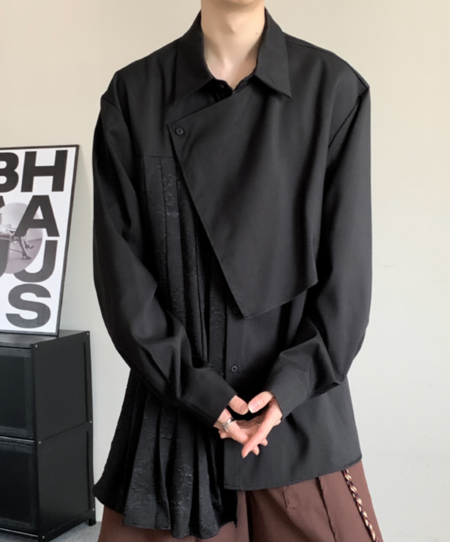 asymmetric splicing shirt EN1489