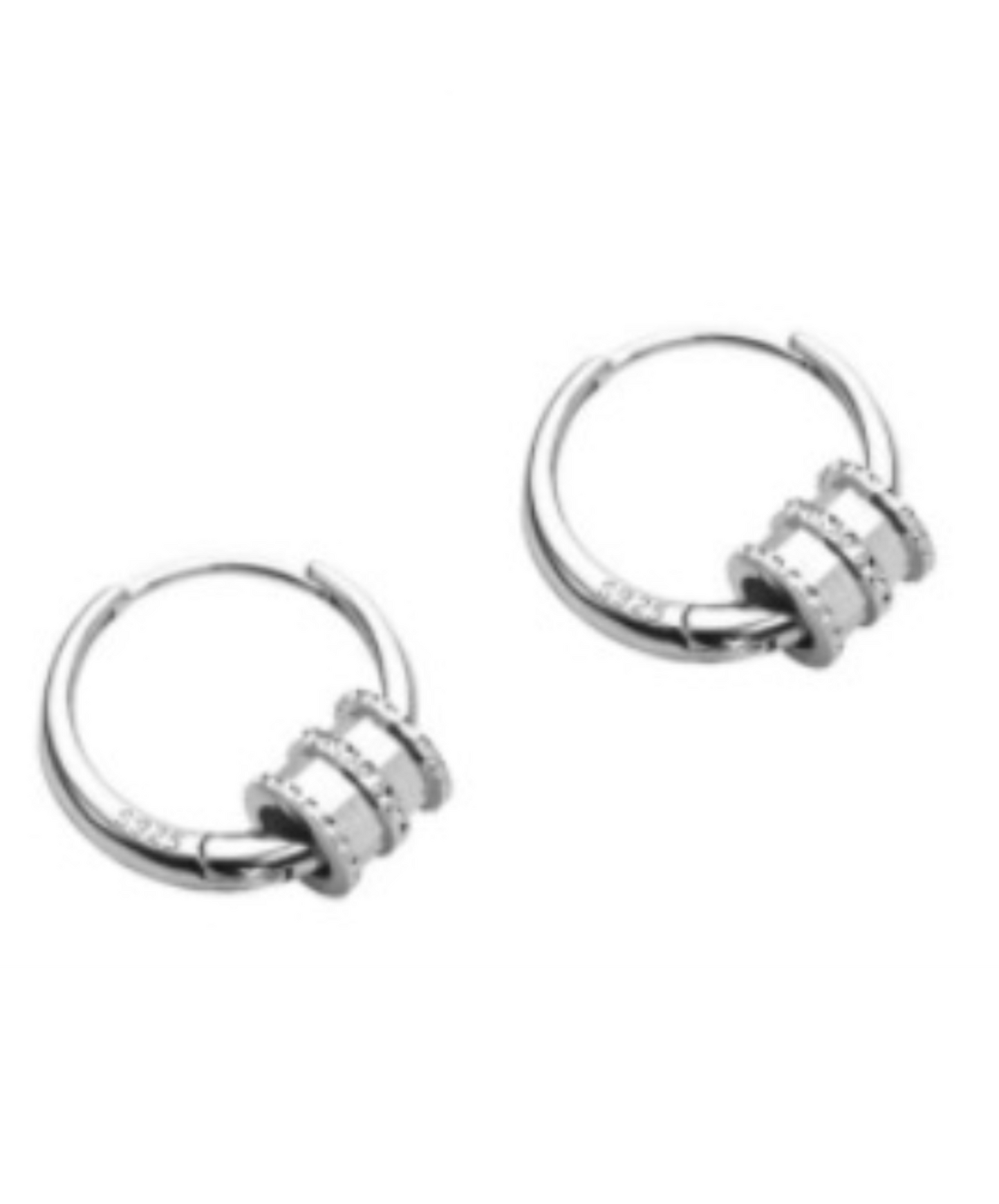 silver hoop in ring earrings EN1617
