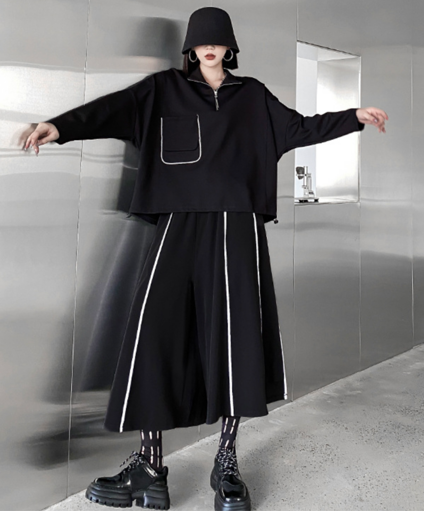 white line retro wide pants EN2304