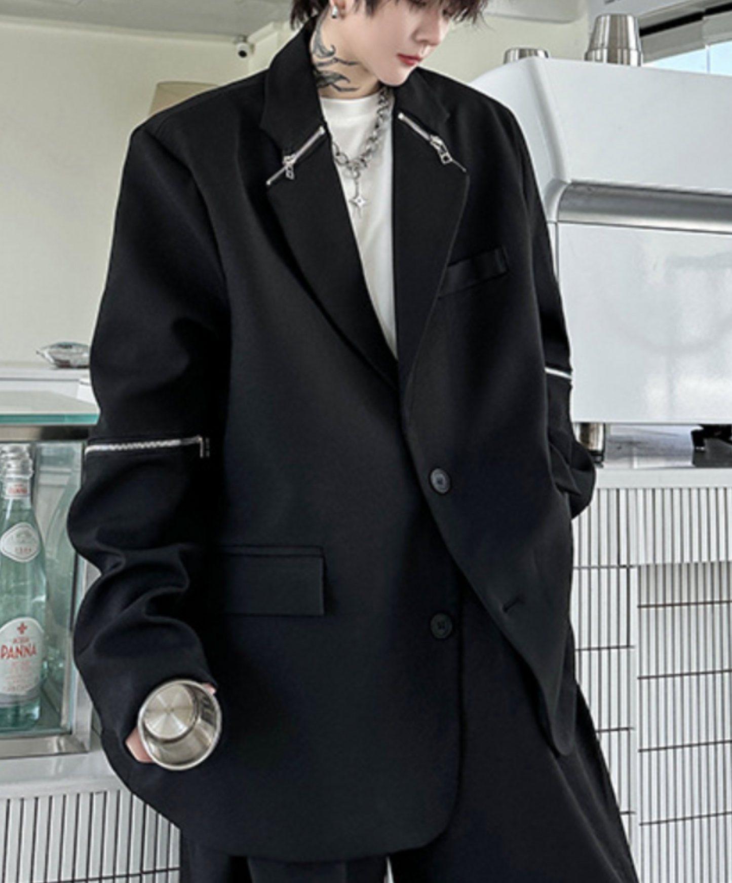 dark metal zipper decoration jacket EN1481