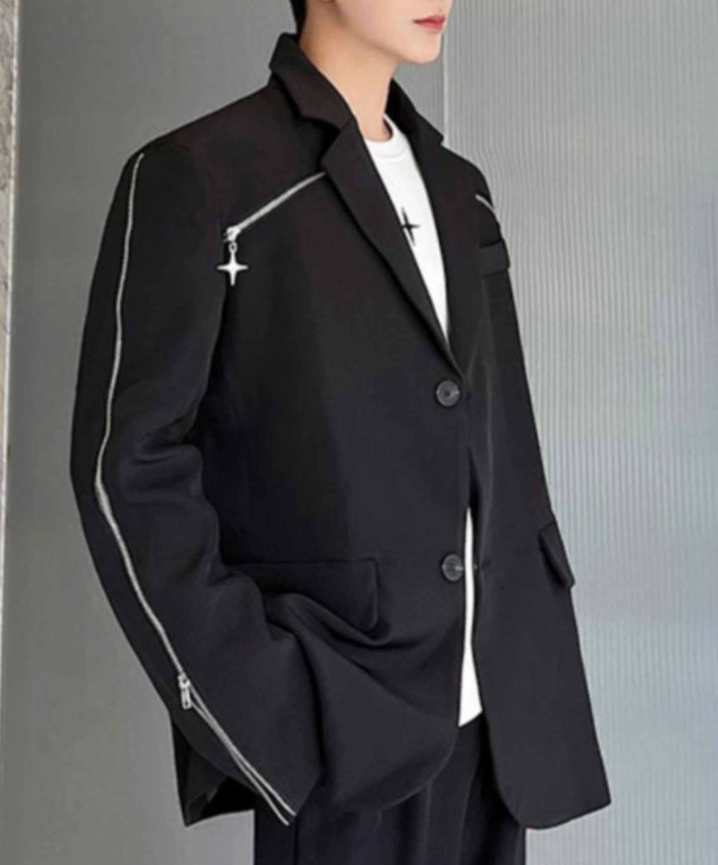 zipper line with cross charm jacket EN2404