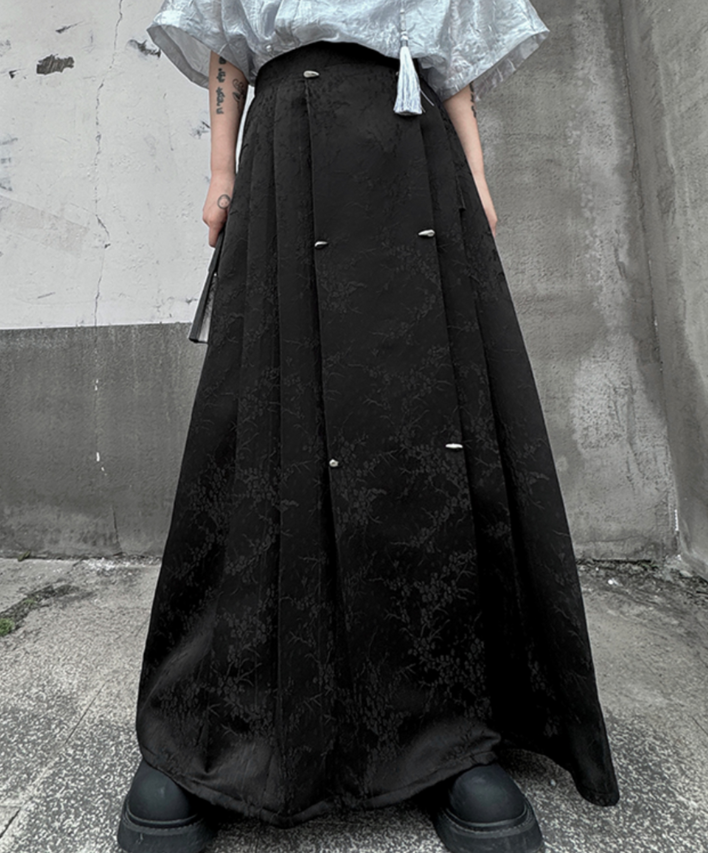 dark hanfu style pleated long skirt EN1755