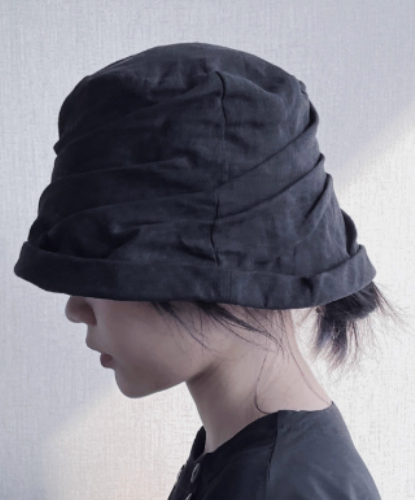 dark pleated cotton and linen het EN2479